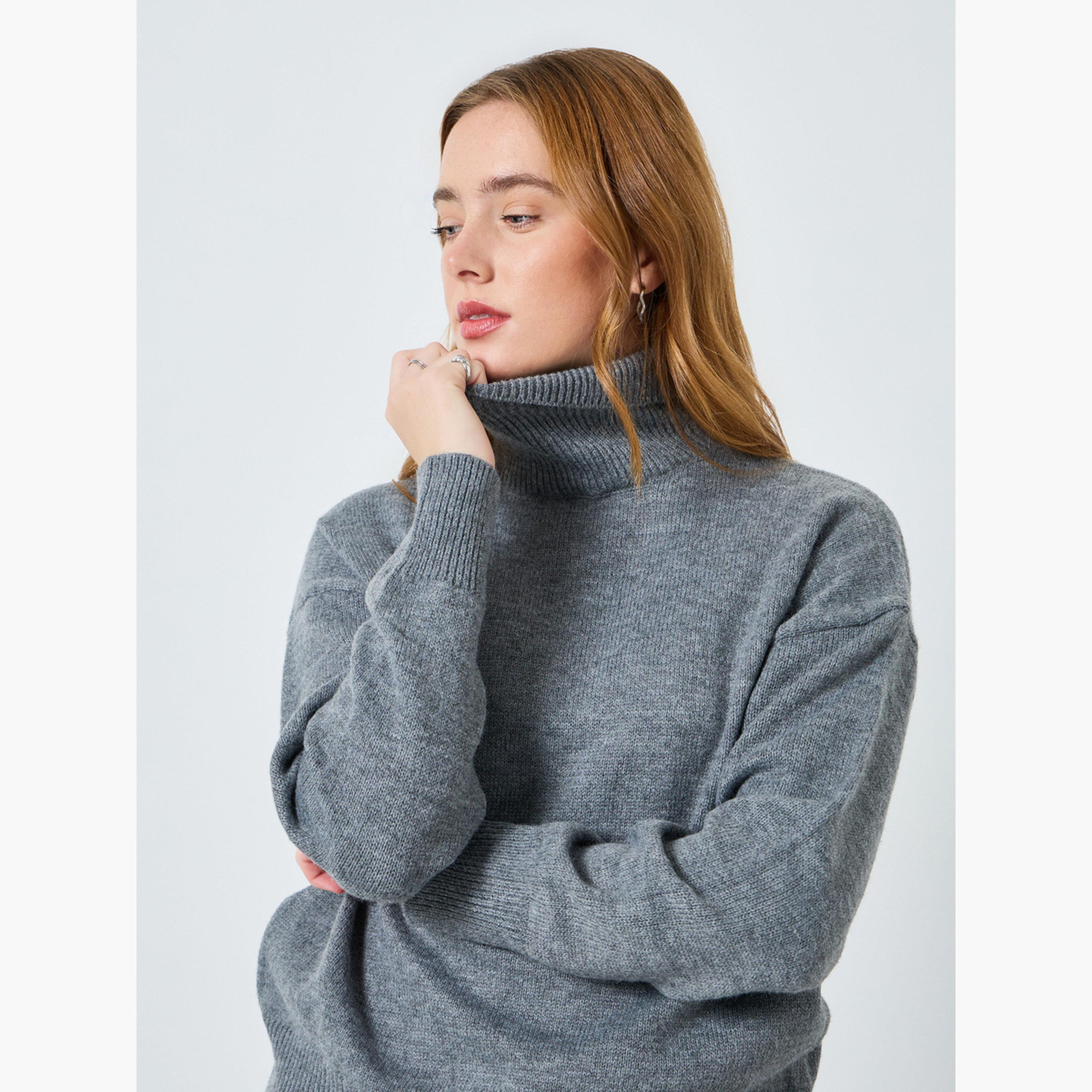 Take Two Women Solid Turtle Neck Long Sleeve Sweater-women-clothing-cardigansandjumpers-jumpers-image-2