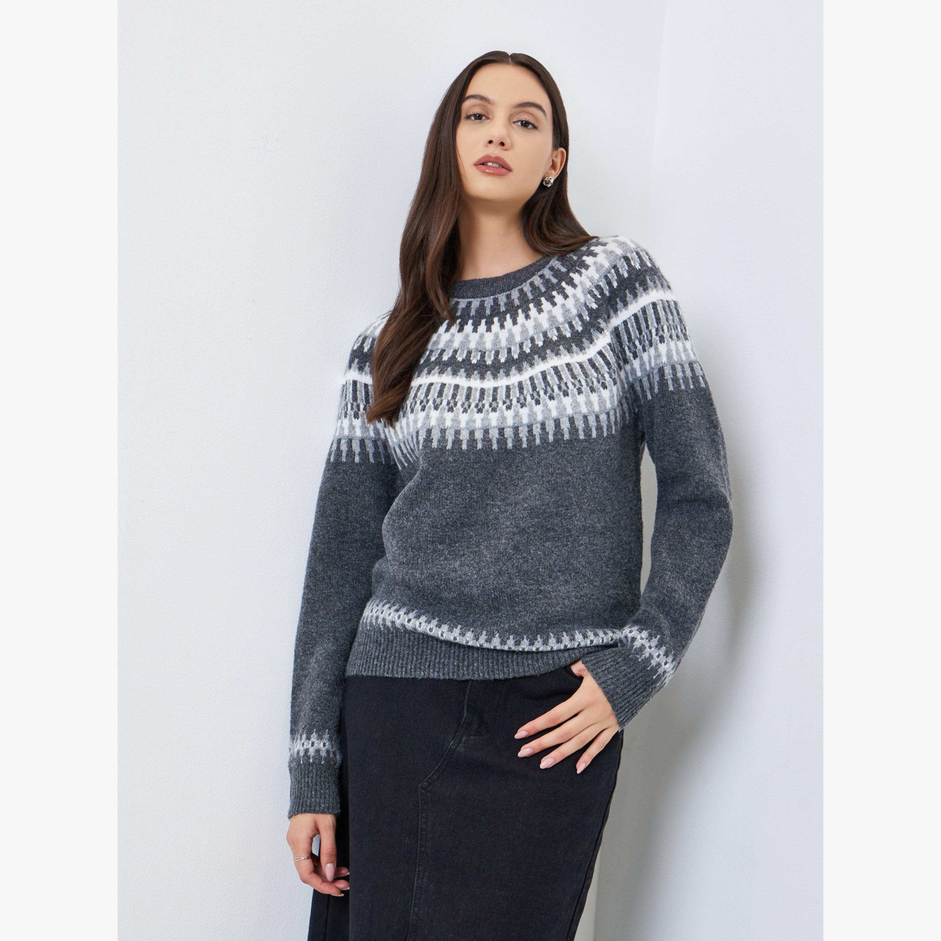 Take Two Graphic Printed Round Neck Sweater-women-clothing-cardigansandjumpers-jumpers-image-1