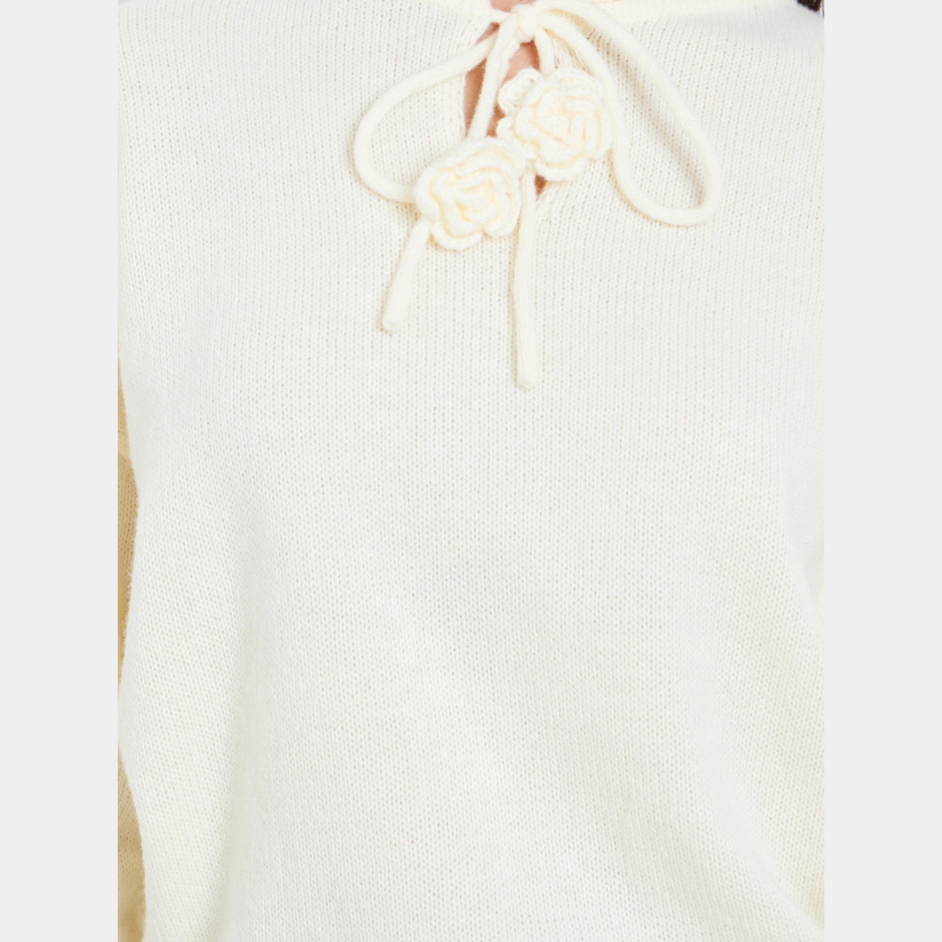 Take Two Solid Tie-Up Neck Flower Detail Sweater-women-clothing-cardigansandjumpers-jumpers-image-3
