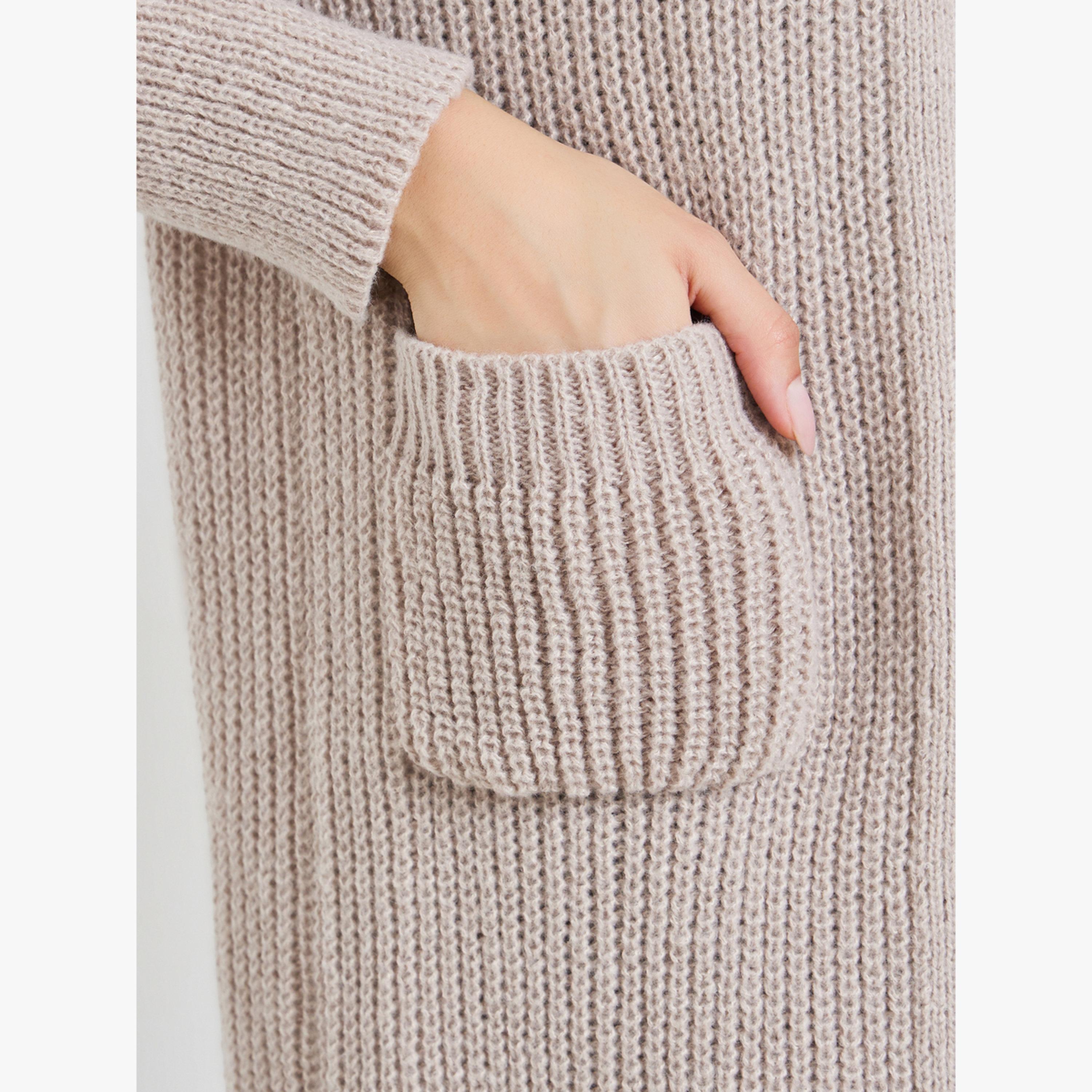 كارديغان سادة بأكمام طويلة وجيوب بقصة مريحة-women-clothing-cardigansandjumpers-cardigans-image-3
