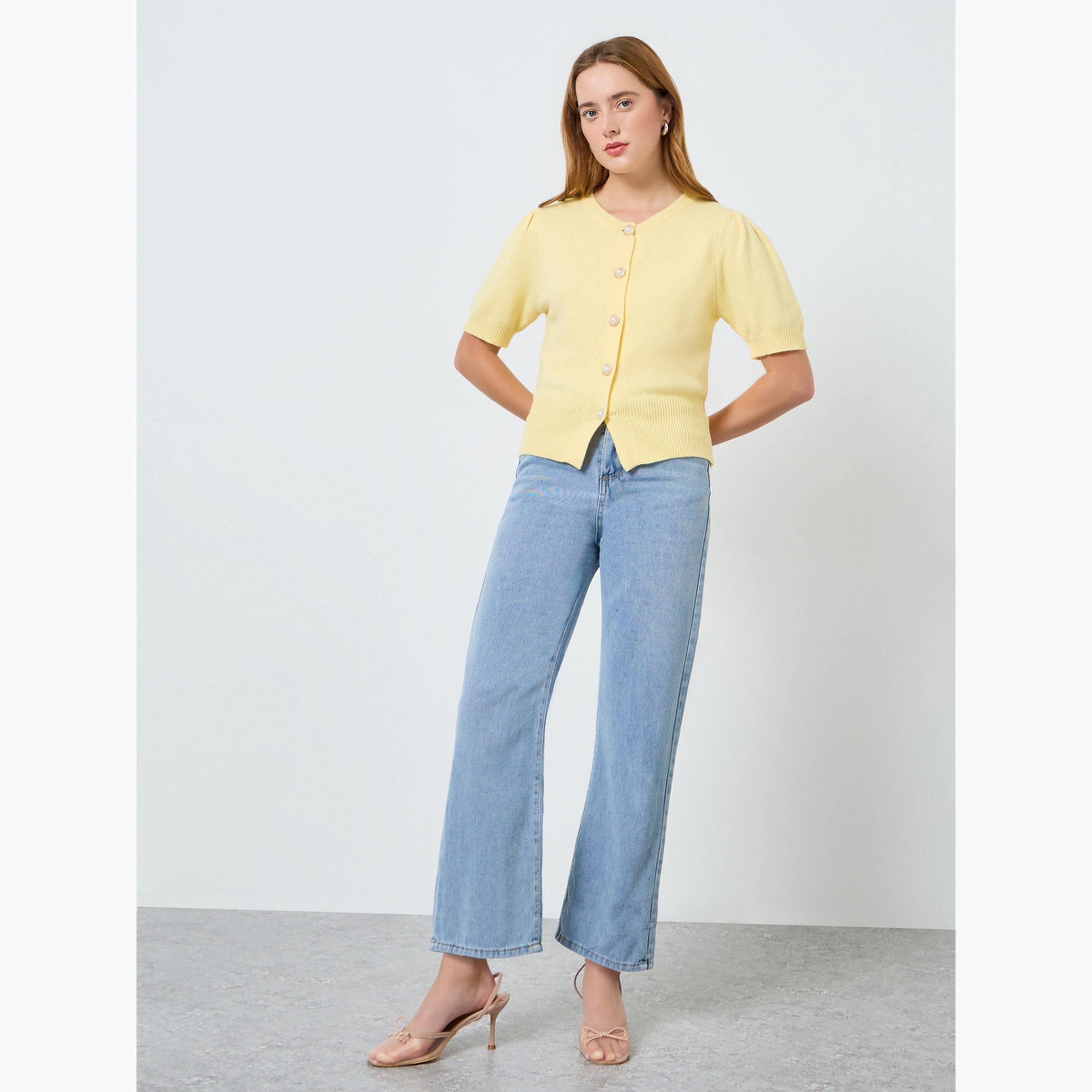 Take Two Women Pearl Button Puff Sleeve Knit Top-women-clothing-shirtsandblouses-blouses-image-2