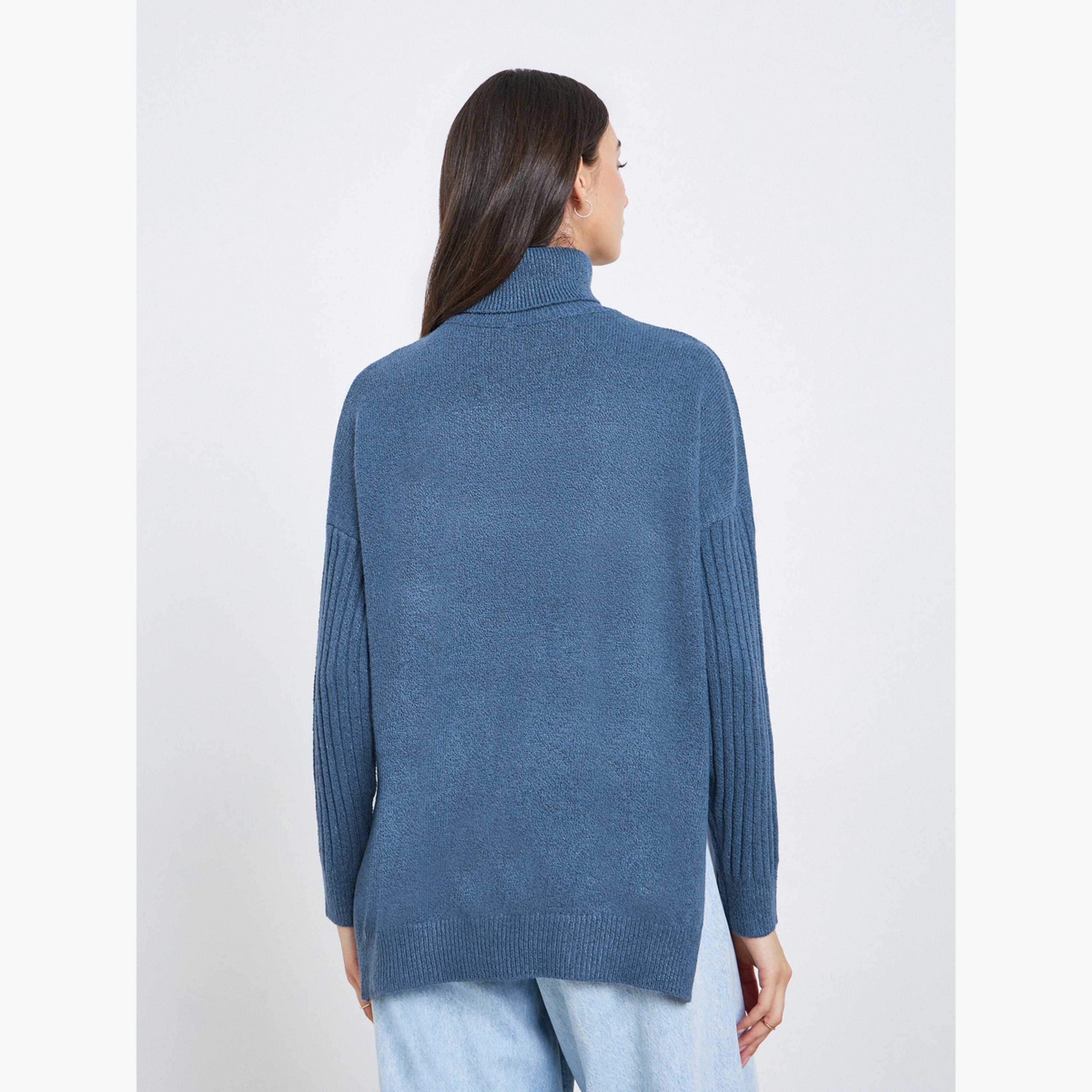Take Two Solid Turtle Neck Long Sleeve Oversized Sweater-women-clothing-cardigansandjumpers-jumpers-image-4