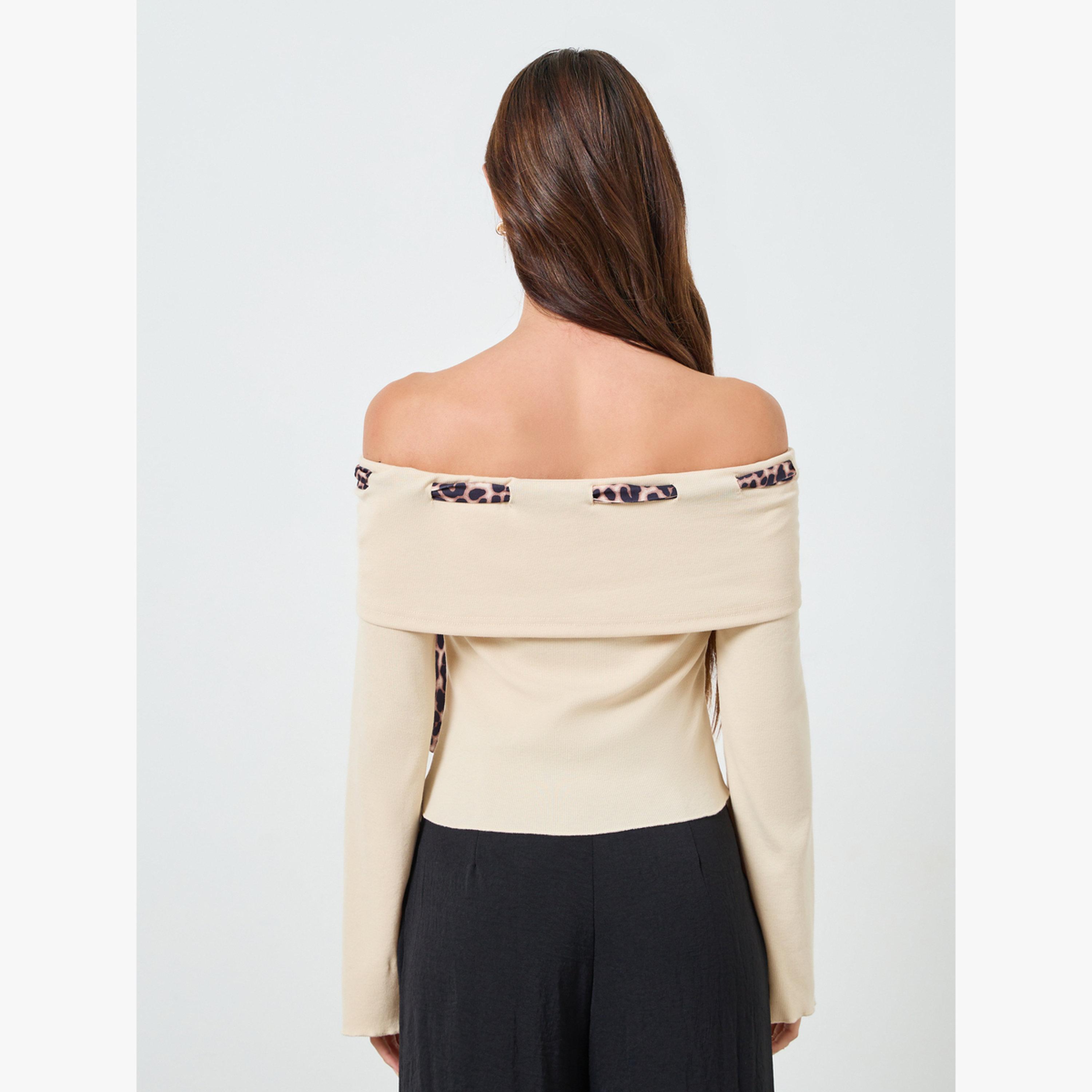 Take Two Women Beige Off Shoulder Leopard Print Top-women-clothing-shirtsandblouses-blouses-image-5