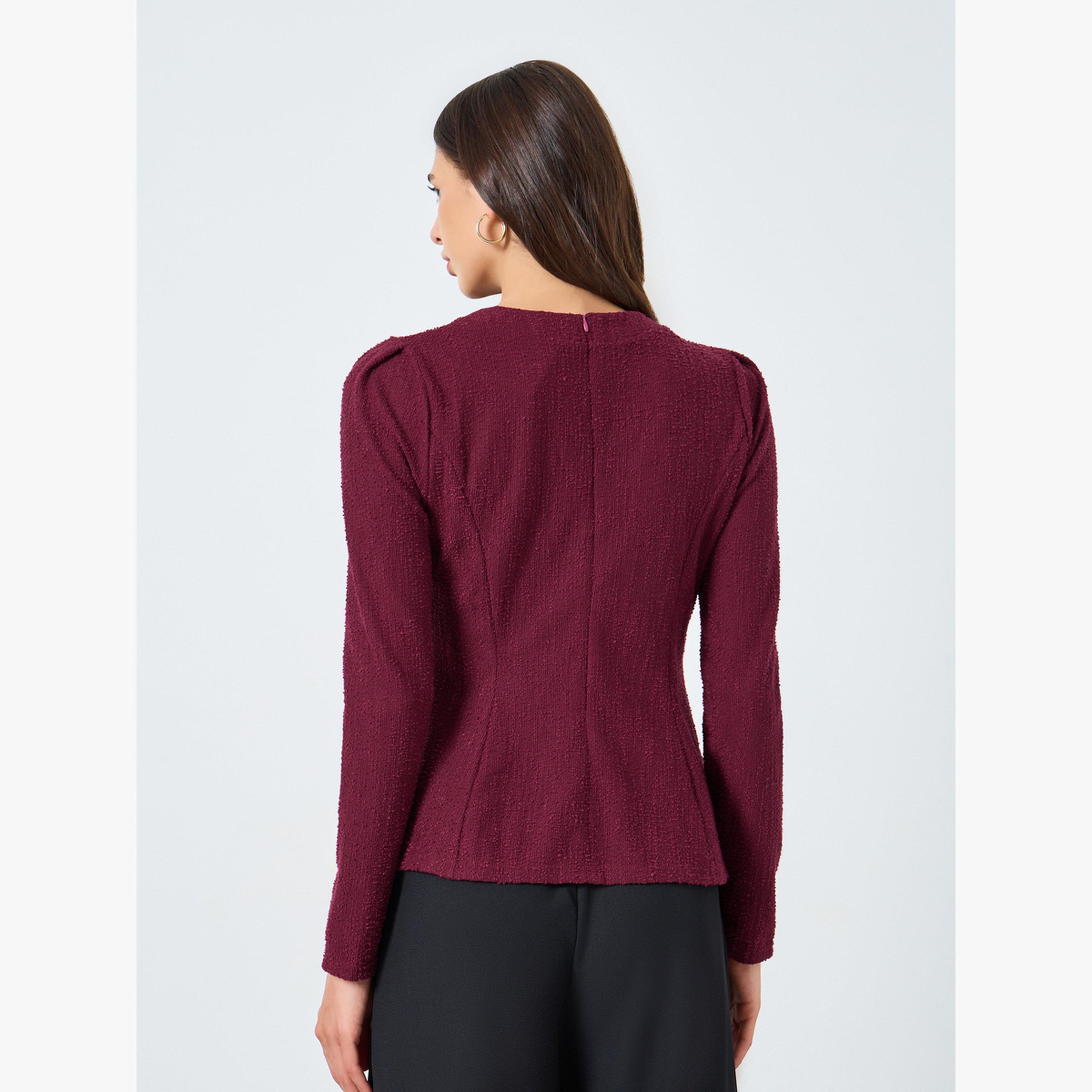 Take Two Textured Tie-Up Button Front Long Sleeve Top-women-clothing-shirtsandblouses-blouses-image-5