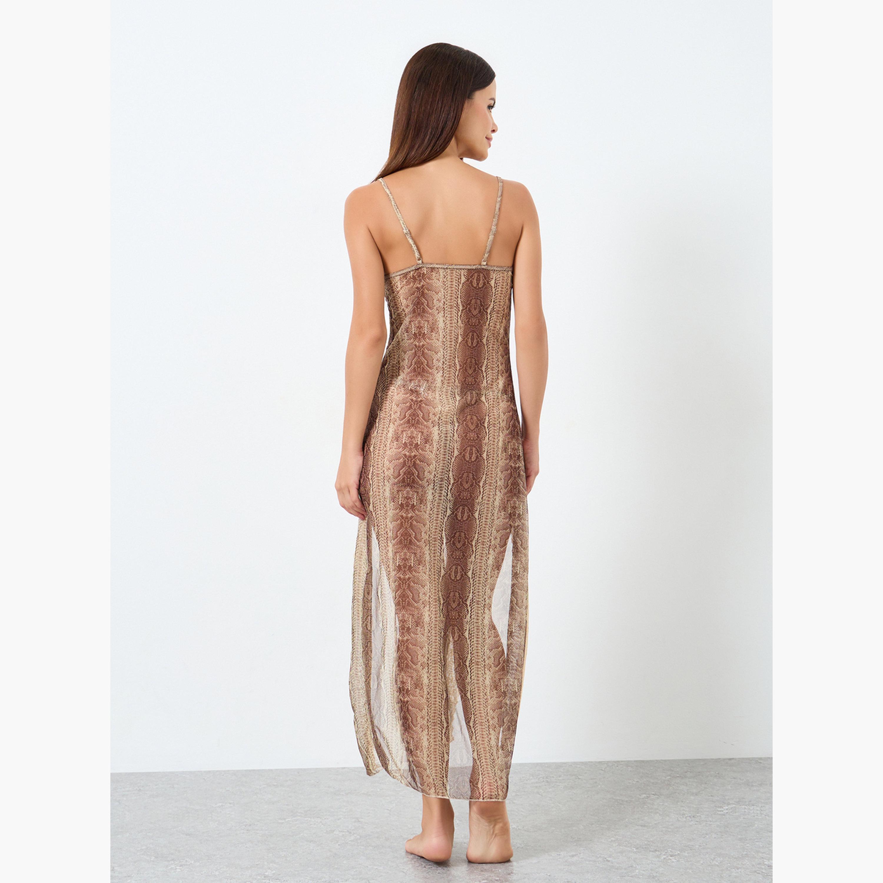 تيك تو - فستان داخلي بطبعة مع دانتيل وسروال داخلي-women-clothing-lingerie-babydollsandbodysuits-image-3