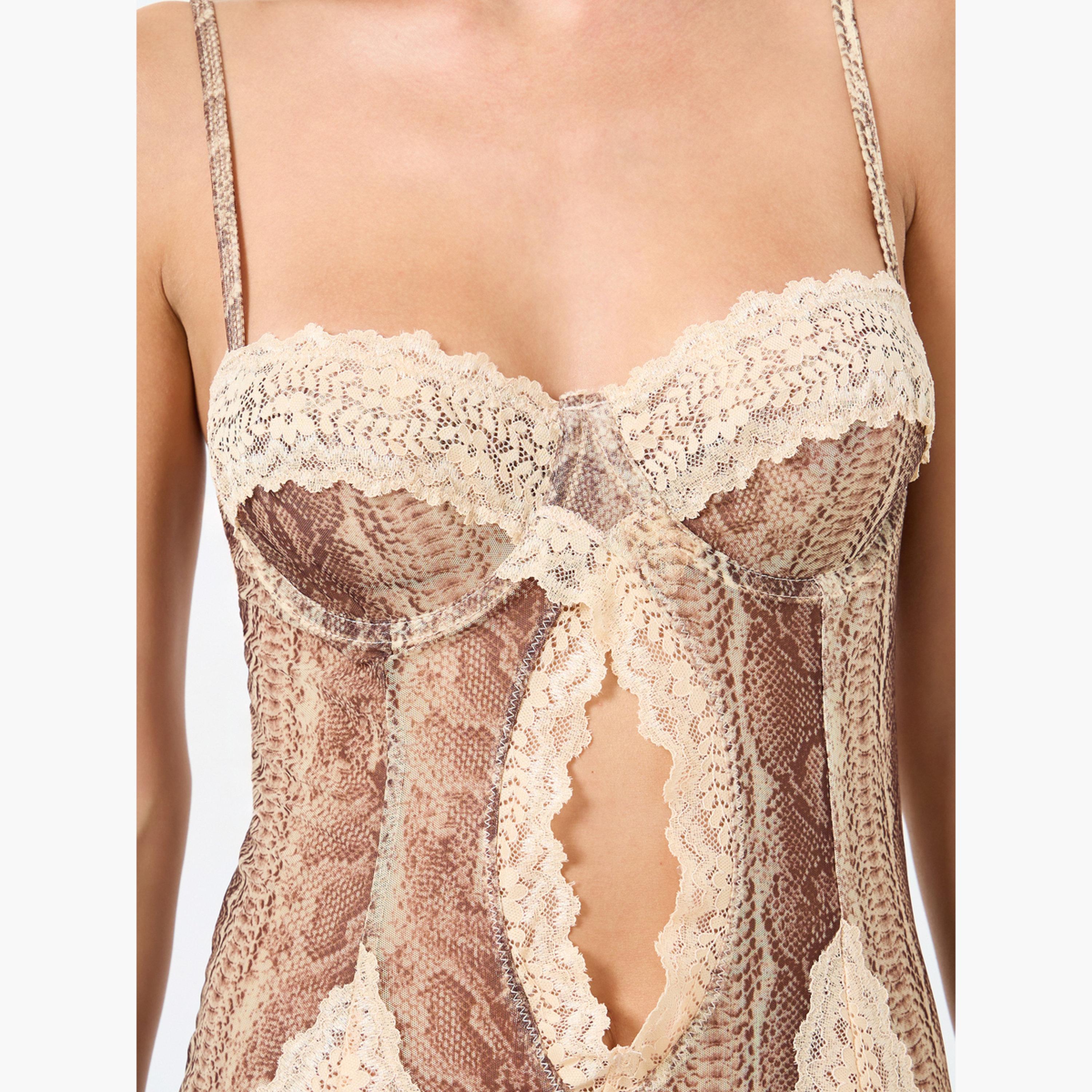 Take Two Graphic Print Lace Trim Wired Split Cami Dress with Brief Set-women-clothing-lingerie-babydollsandbodysuits-image-5
