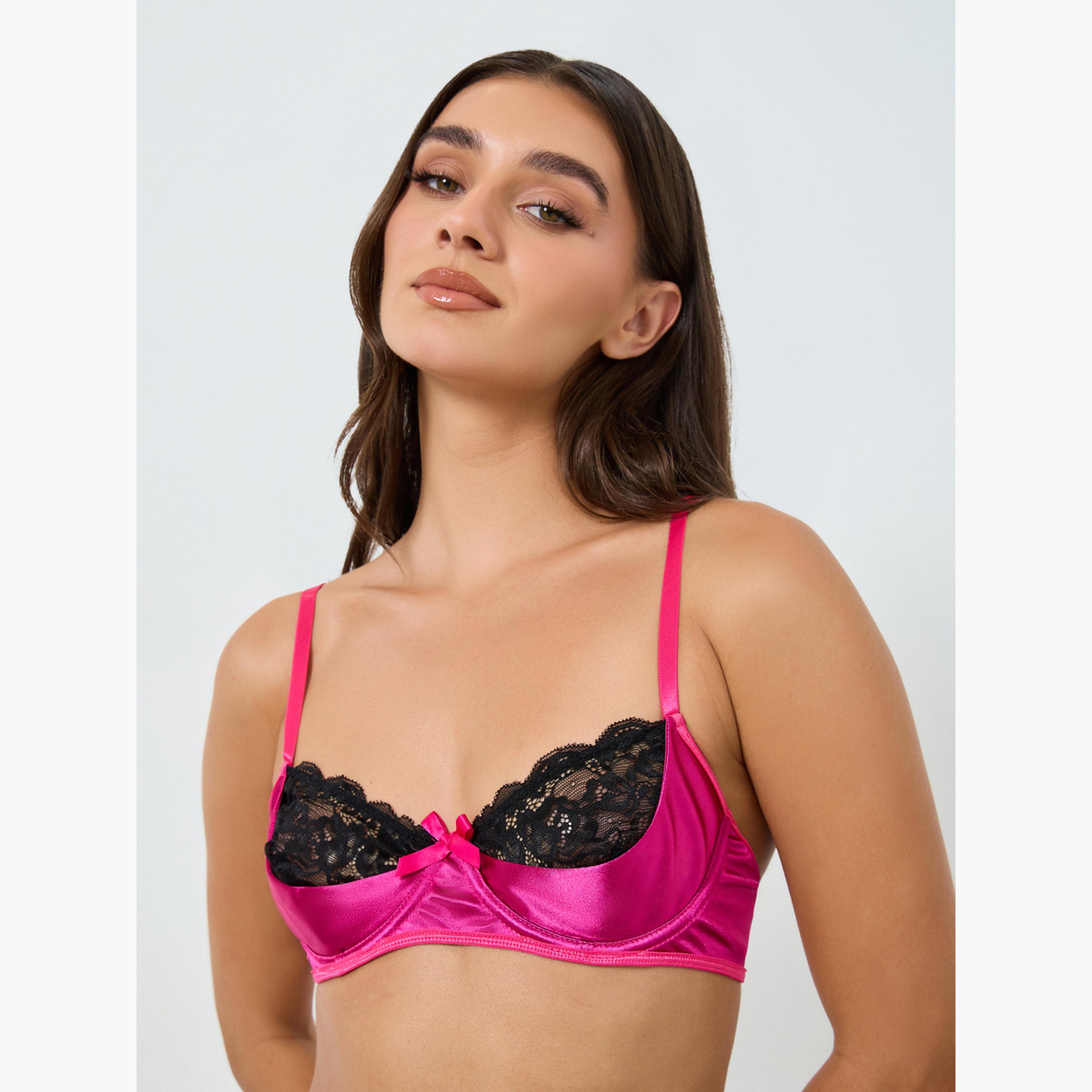Take Two Contrast Lace Patchwork Non Padded Wired Bra with Brief Set-women-clothing-lingerie-lingeriesets-image-3