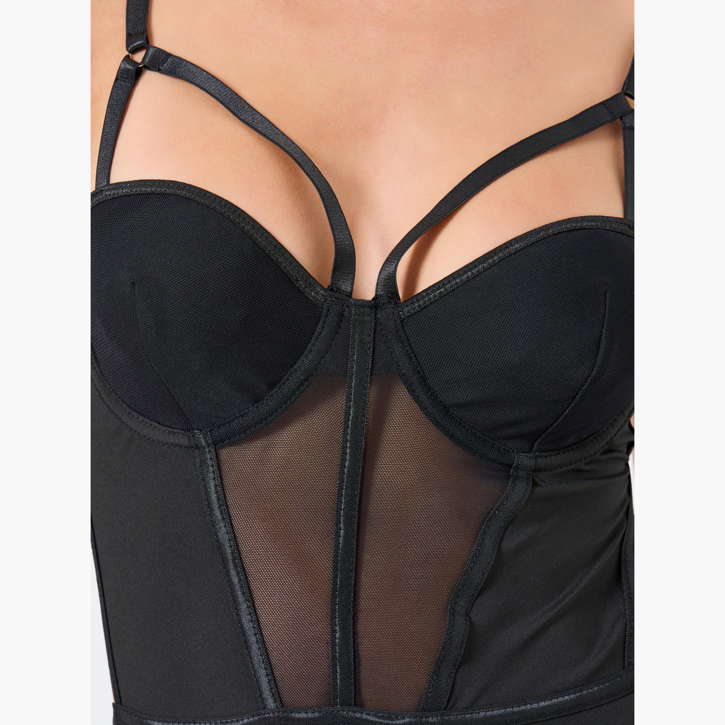 Take Two Solid Wired Mesh Bodysuit with Stockings set-women-clothing-lingerie-babydollsandbodysuits-image-4