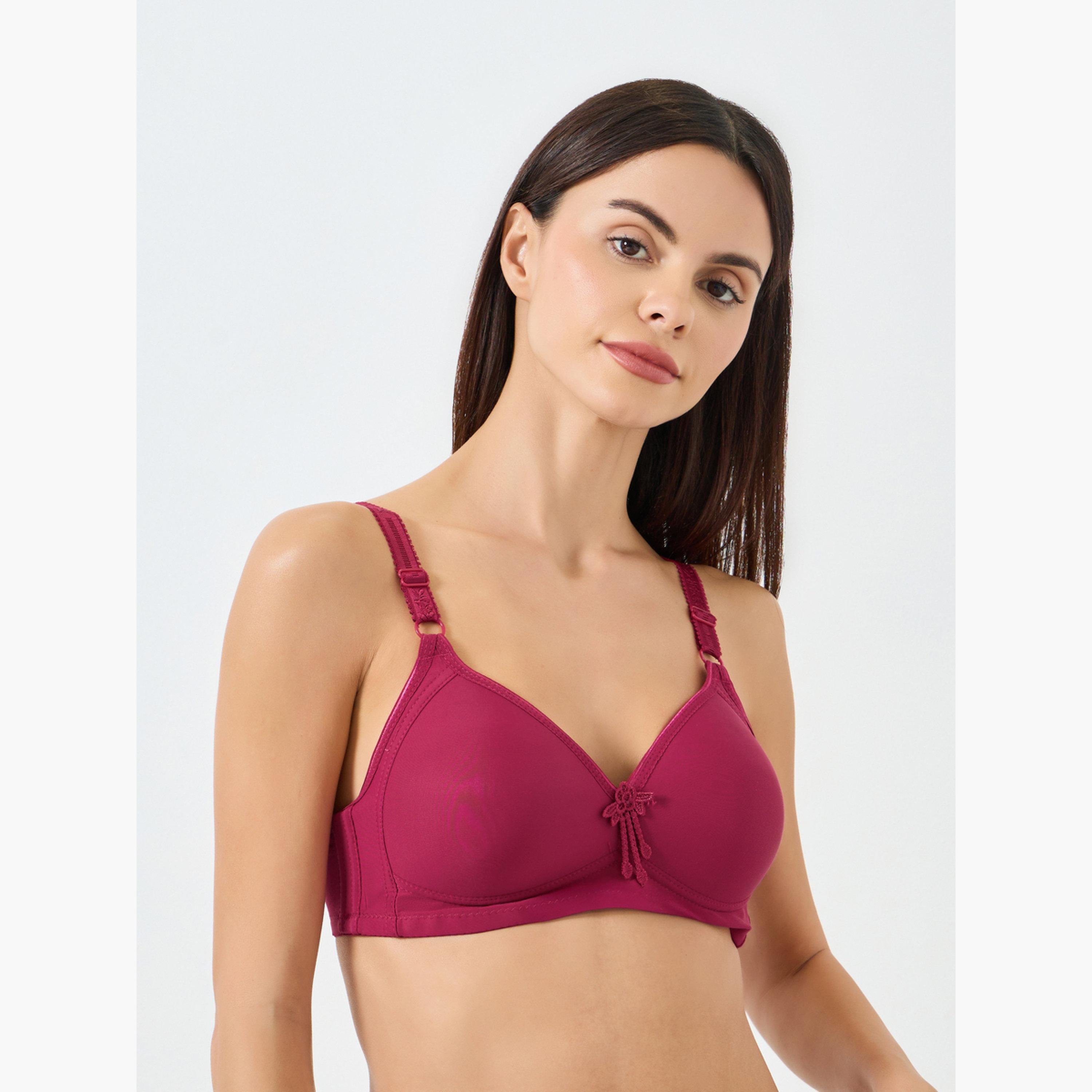 Take Two Solid Tassel Decoration Detail Padded Non Wired Bra-women-clothing-lingerie-bras-image-1