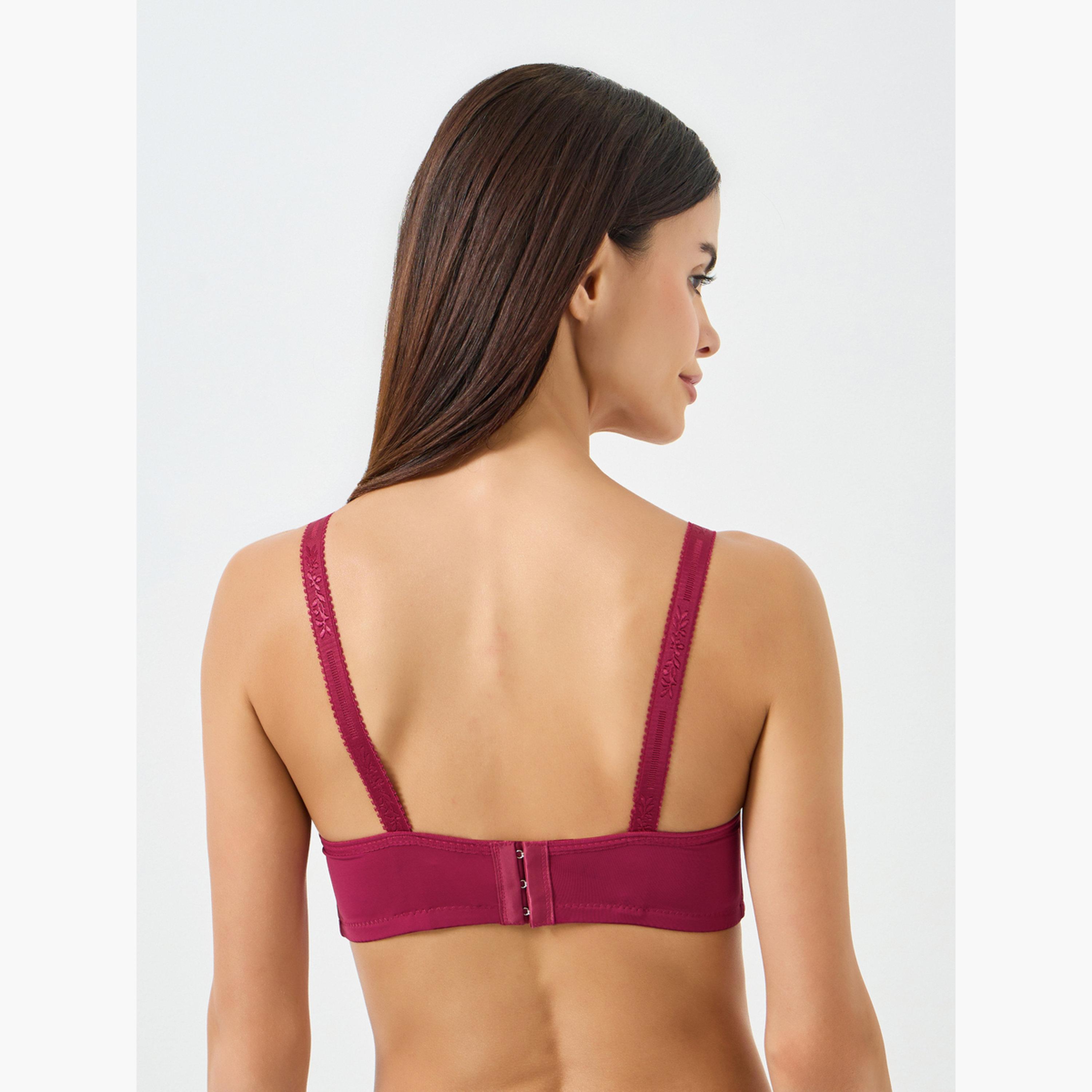 حمالة صدر مبطنة بدون سلك بتصميم سادة مع تفاصيل زخرفة شرّابات من Take Two-women-clothing-lingerie-bras-image-4