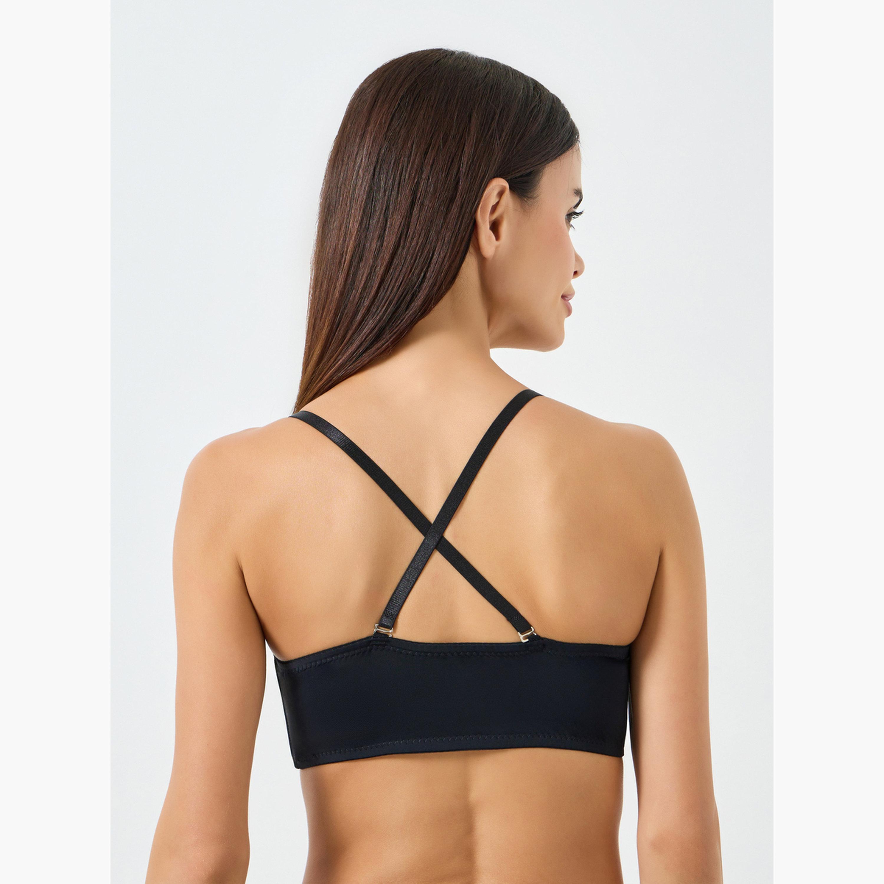حمالة صدر مبطنة بسلك مع حشوة أمامية سميكة بتصميم سادة من Take Two-women-clothing-lingerie-bras-image-1