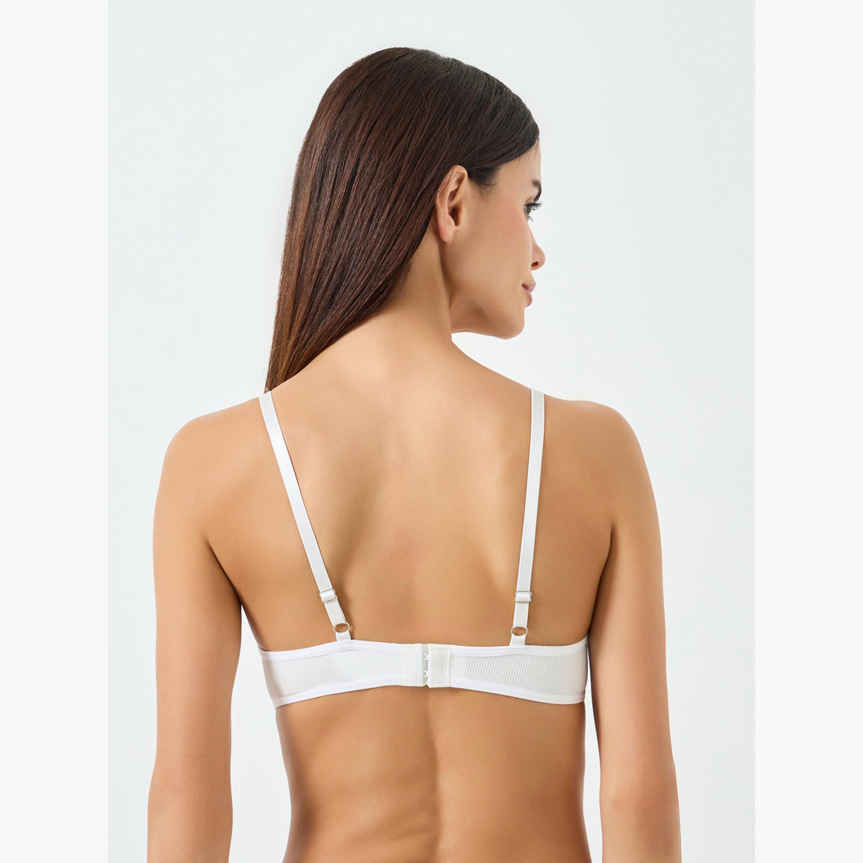 Take Two White Solid Textured Padded Wired Bra-women-clothing-lingerie-bras-image-4