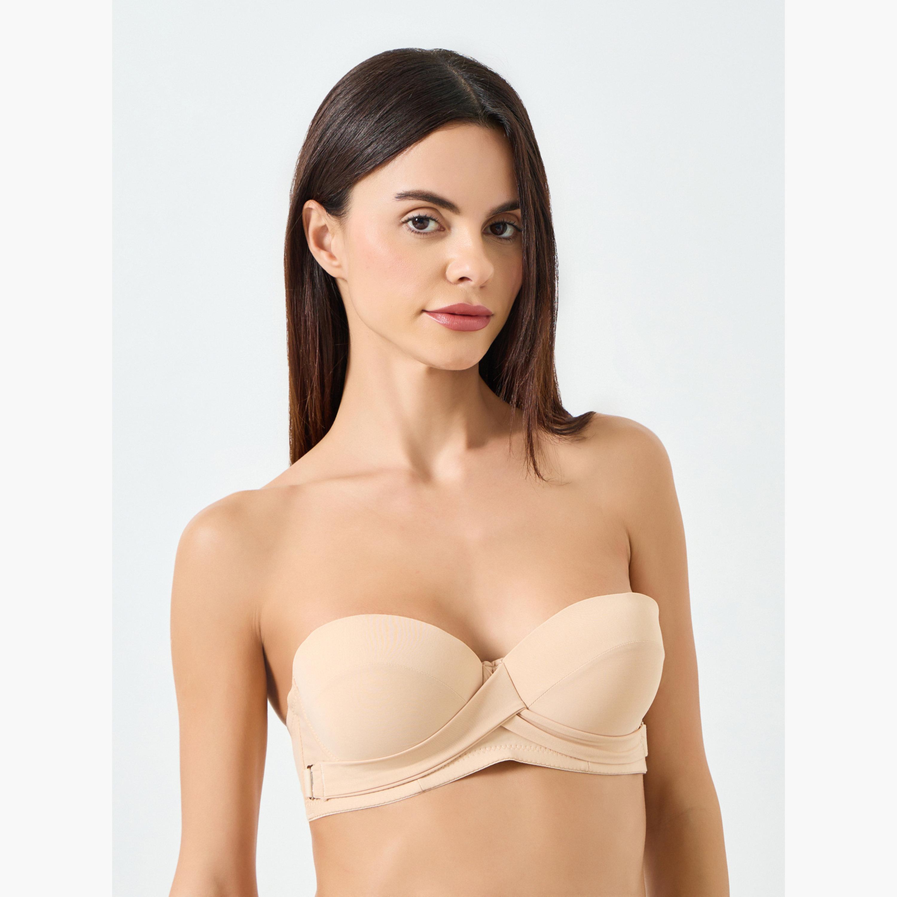 Take Two Solid Front Cross Buckle Padded Wired Bra-women-clothing-lingerie-bras-image-2