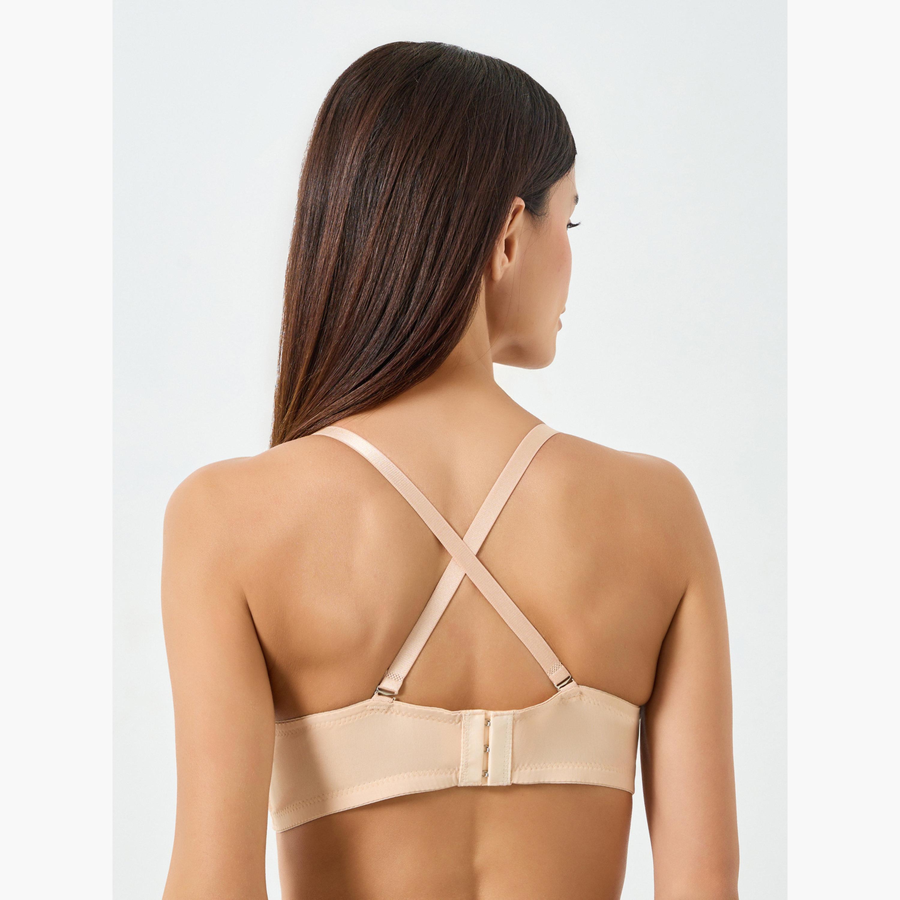 Take Two Solid Front Cross Buckle Padded Wired Bra-women-clothing-lingerie-bras-image-6