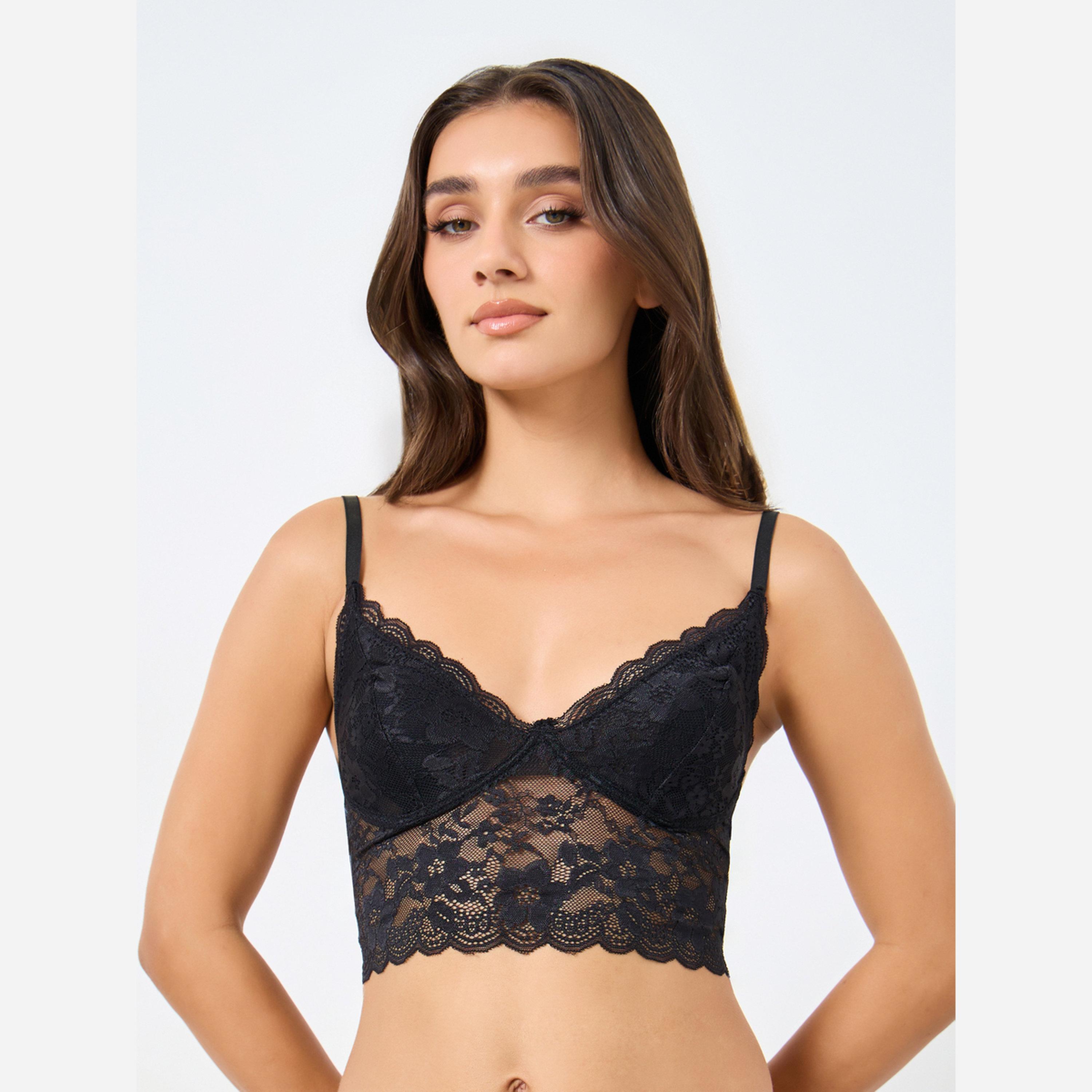 Take Two Solid All Lace Longline Padded Non Wired Bra-women-clothing-lingerie-bras-image-1