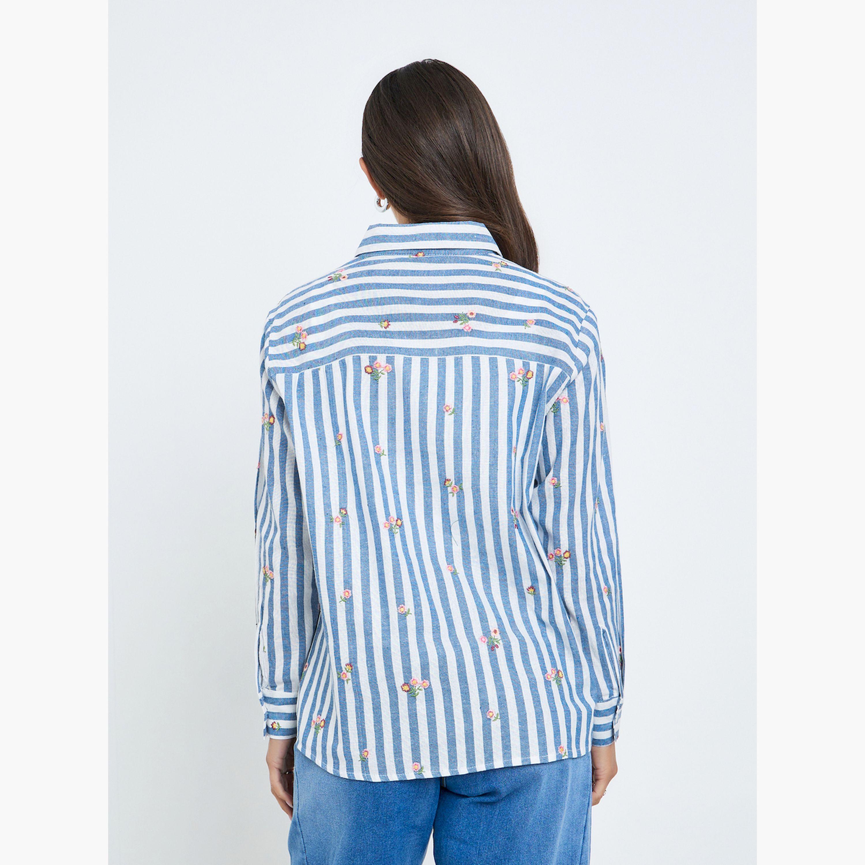 بلوزة مخطط بتطريز زهور-women-clothing-shirtsandblouses-shirts-image-4