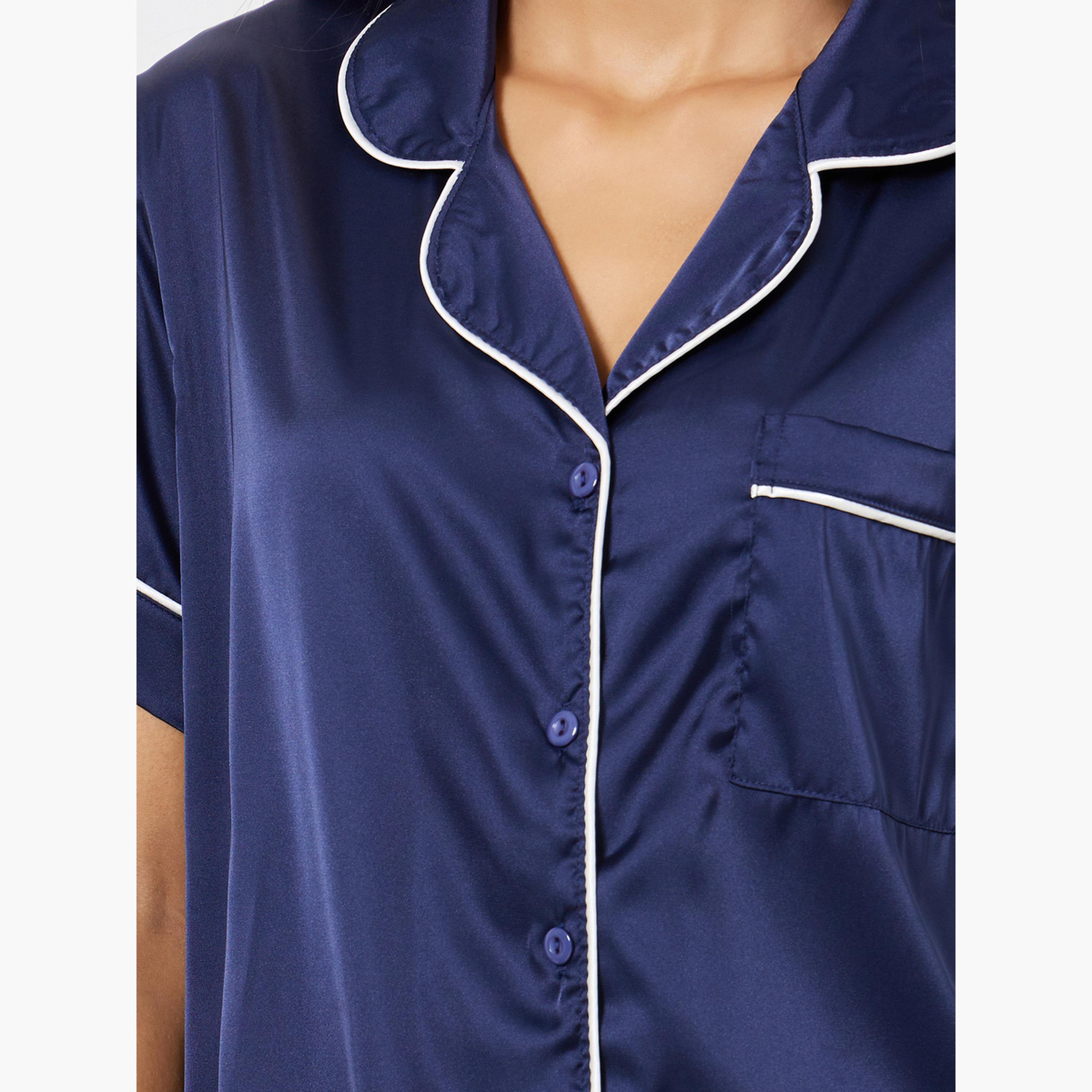 Styli Satin Piped Pocket Shirt and Pyjama Set-women-clothing-nightwear-pyjamas-longsets-image-5