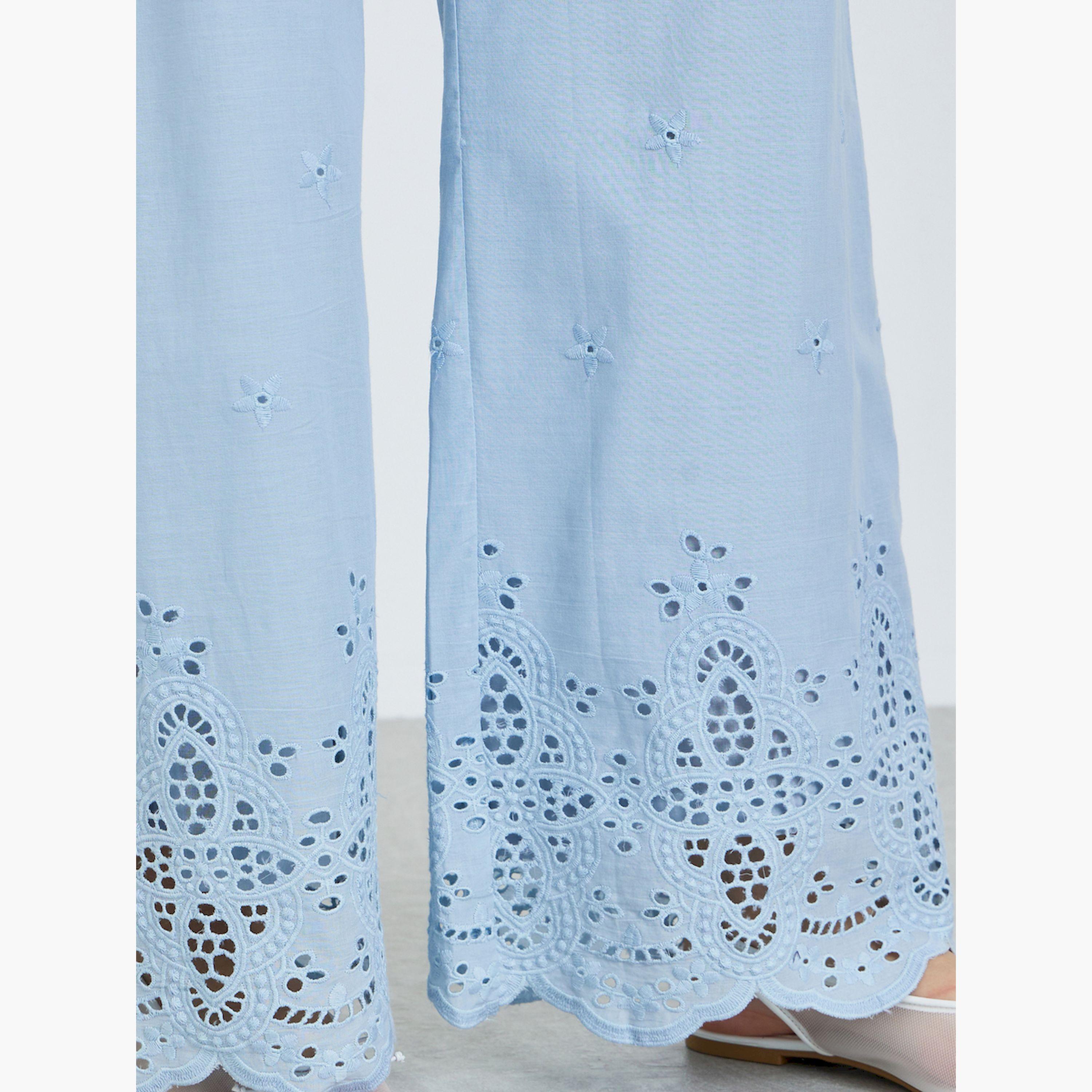 بنطال بأرجل واسعة بتفاصيل شيفلي-women-clothing-bottoms-trousers-image-3