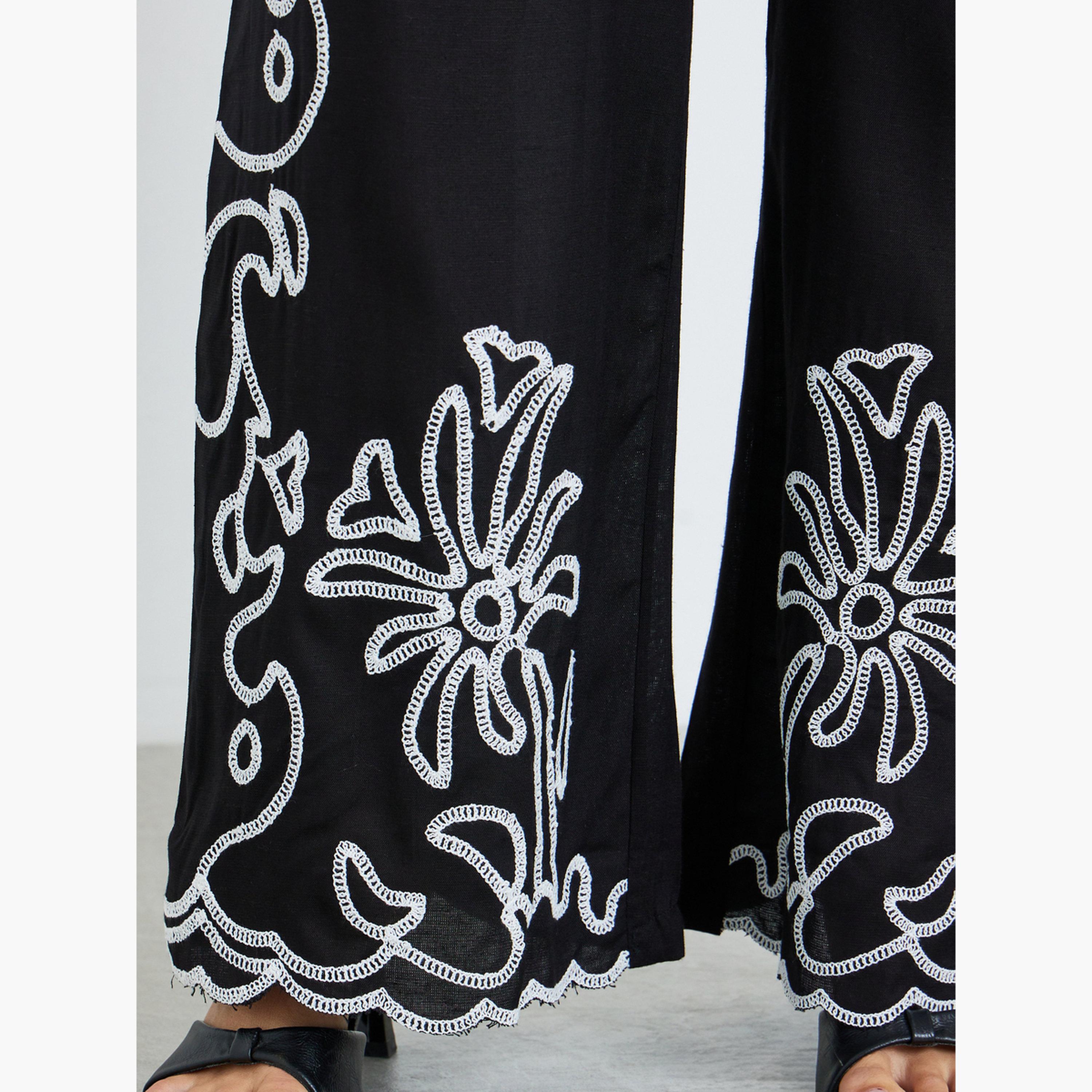 بنطال مطرز بأرجل واسعة-women-clothing-bottoms-trousers-image-4