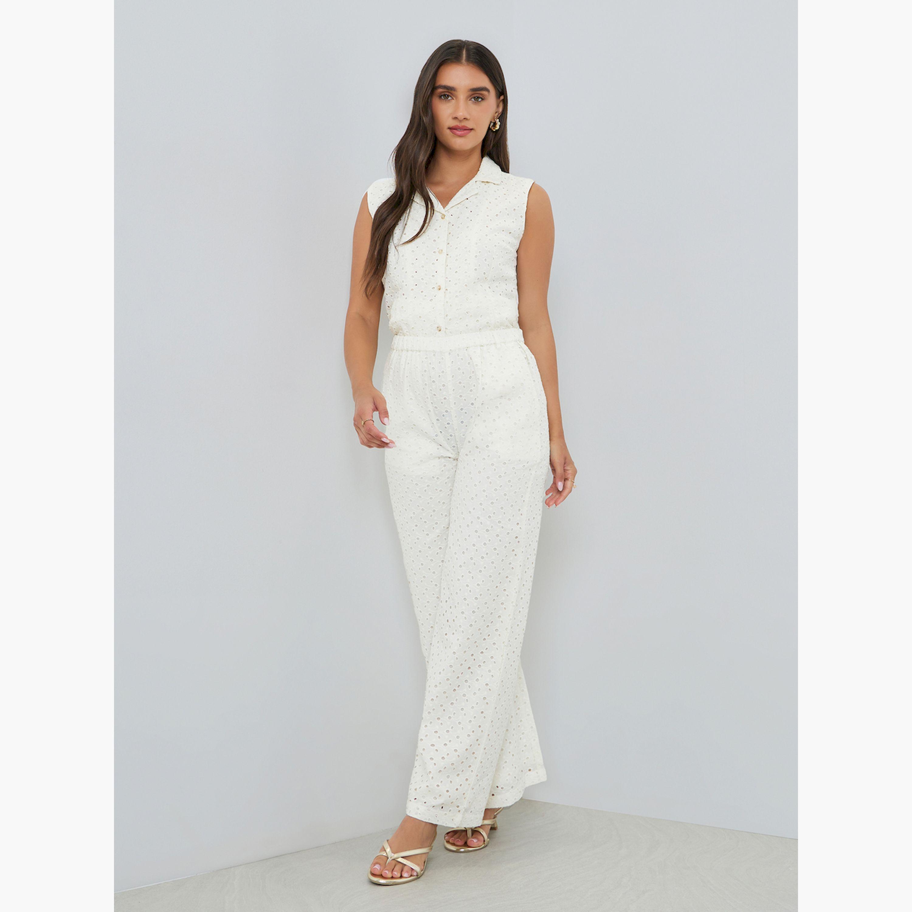 بنطال قطني أرجل واسعة بتطريز شيفلي-women-clothing-bottoms-trousers-image-2