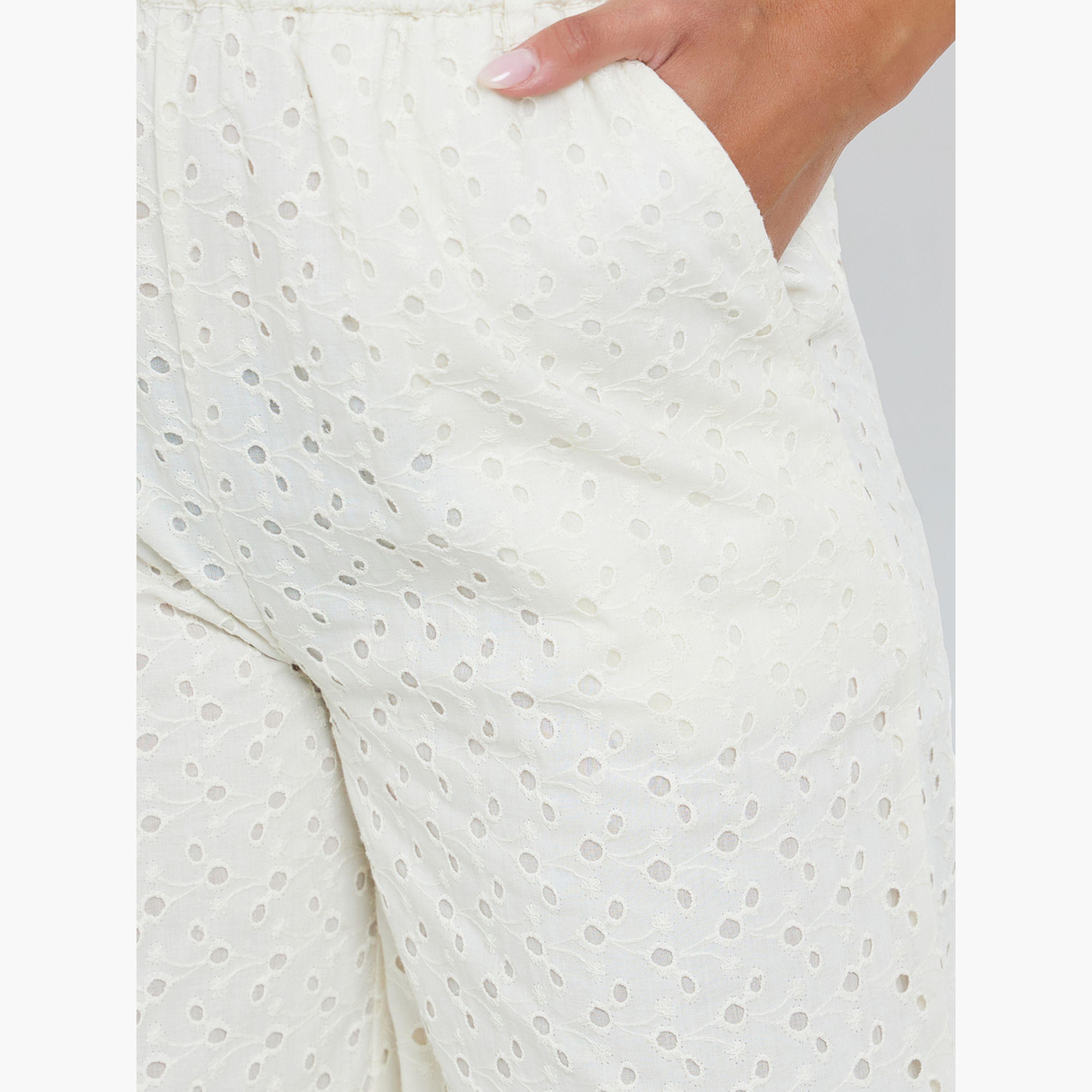 بنطال قطني أرجل واسعة بتطريز شيفلي-women-clothing-bottoms-trousers-image-3