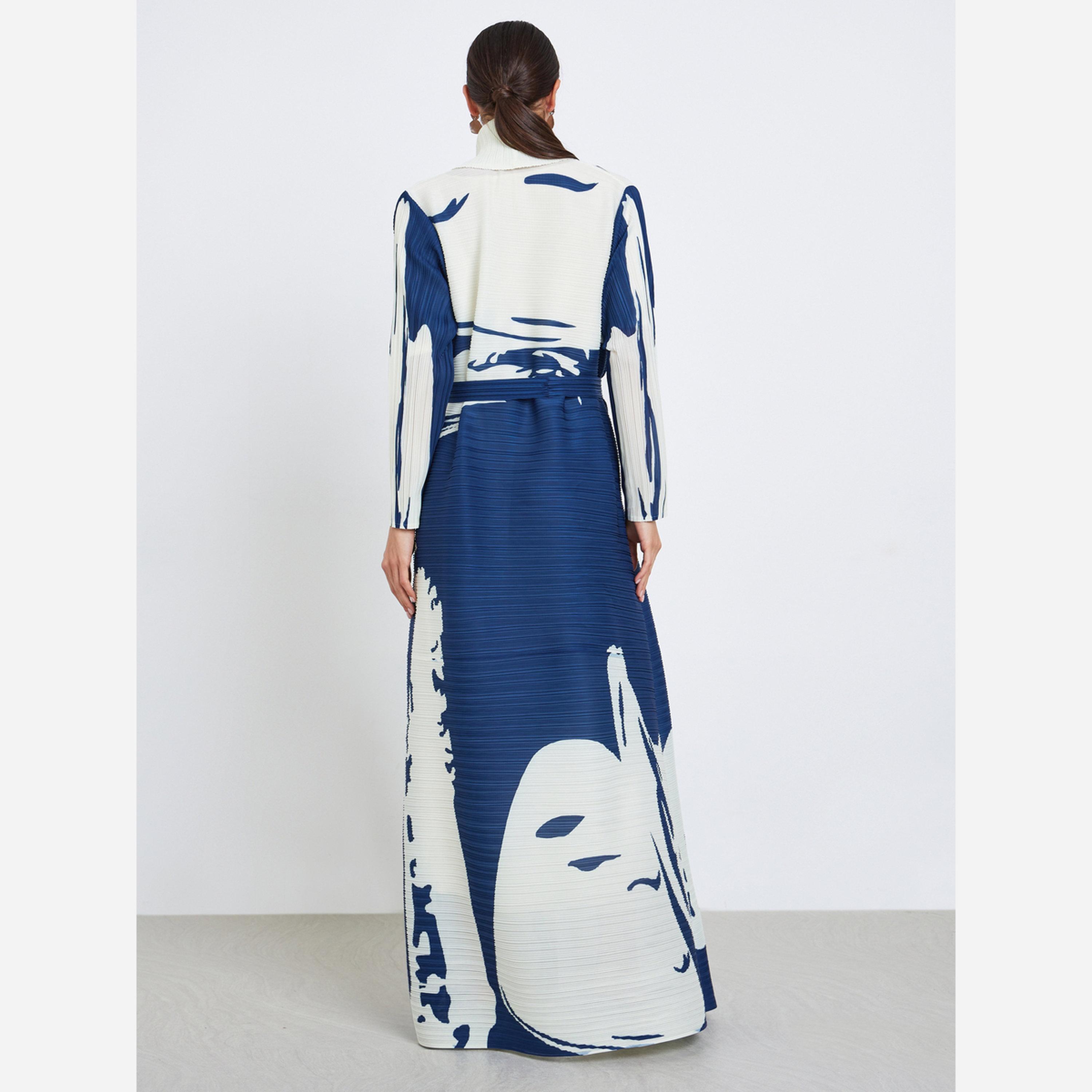 تيك تو - عباية أكمام طويلة طبعة طبعة، ذات ملمس مميز وثنيات.-women-arabicclothing-abayas-image-4
