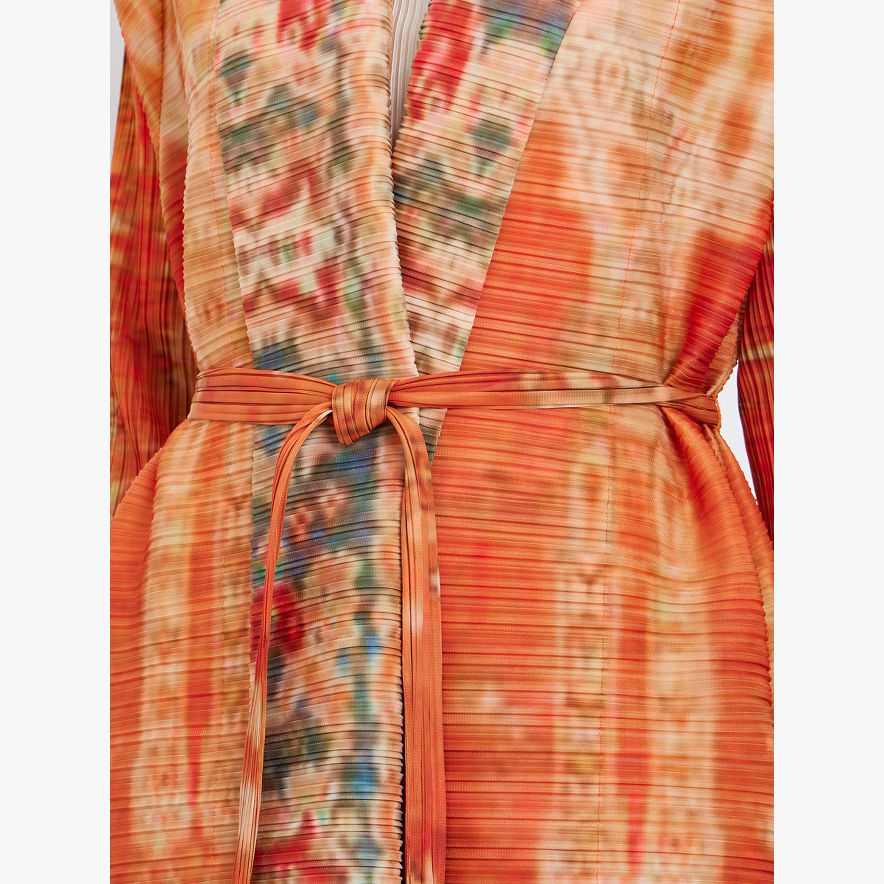 Take Two All-Over Printed Textured Pleated Long Sleeve Abaya-women-arabicclothing-abayas-image-4