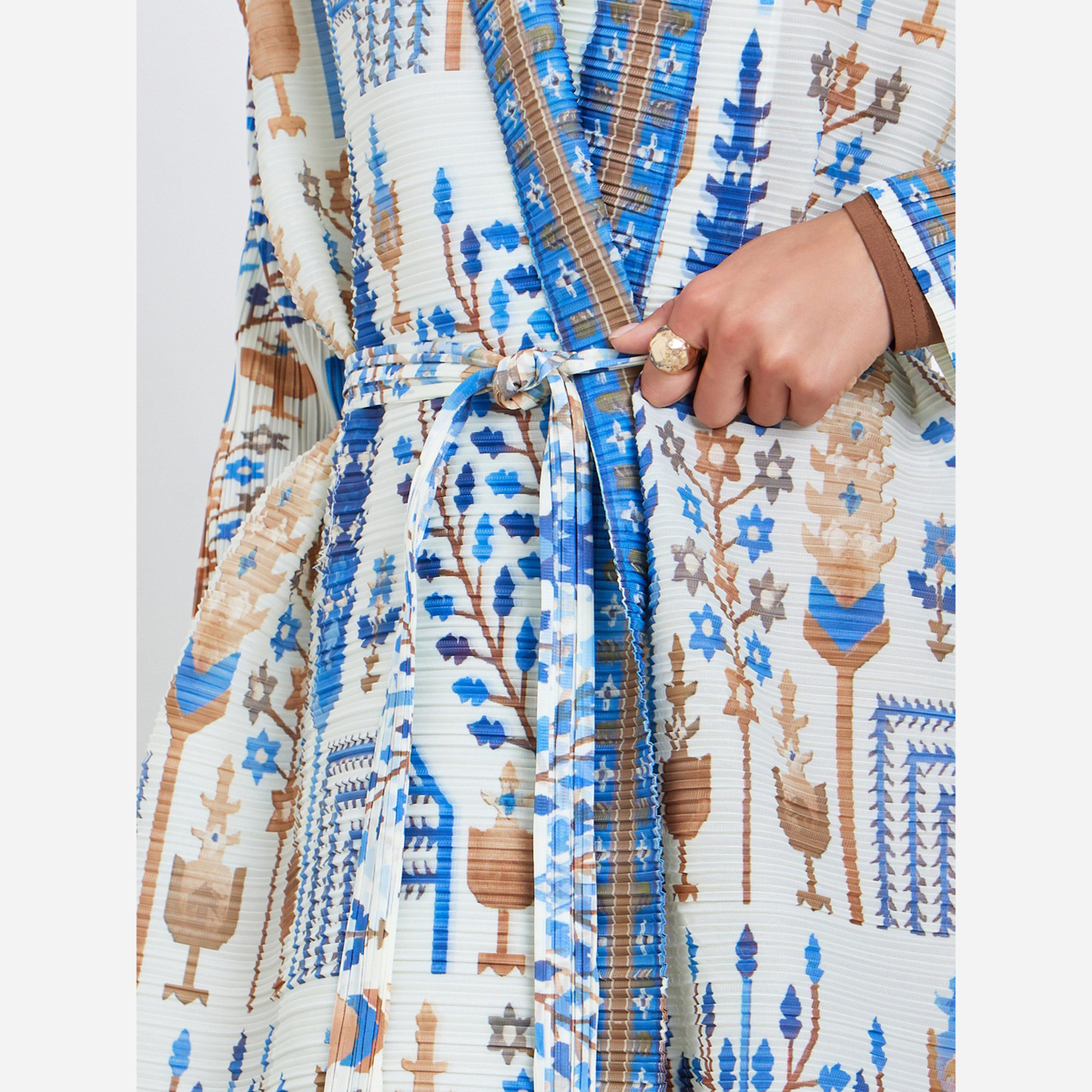 Take Two All-Over Printed Textured Pleated Long Sleeve Abaya-women-arabicclothing-abayas-image-5