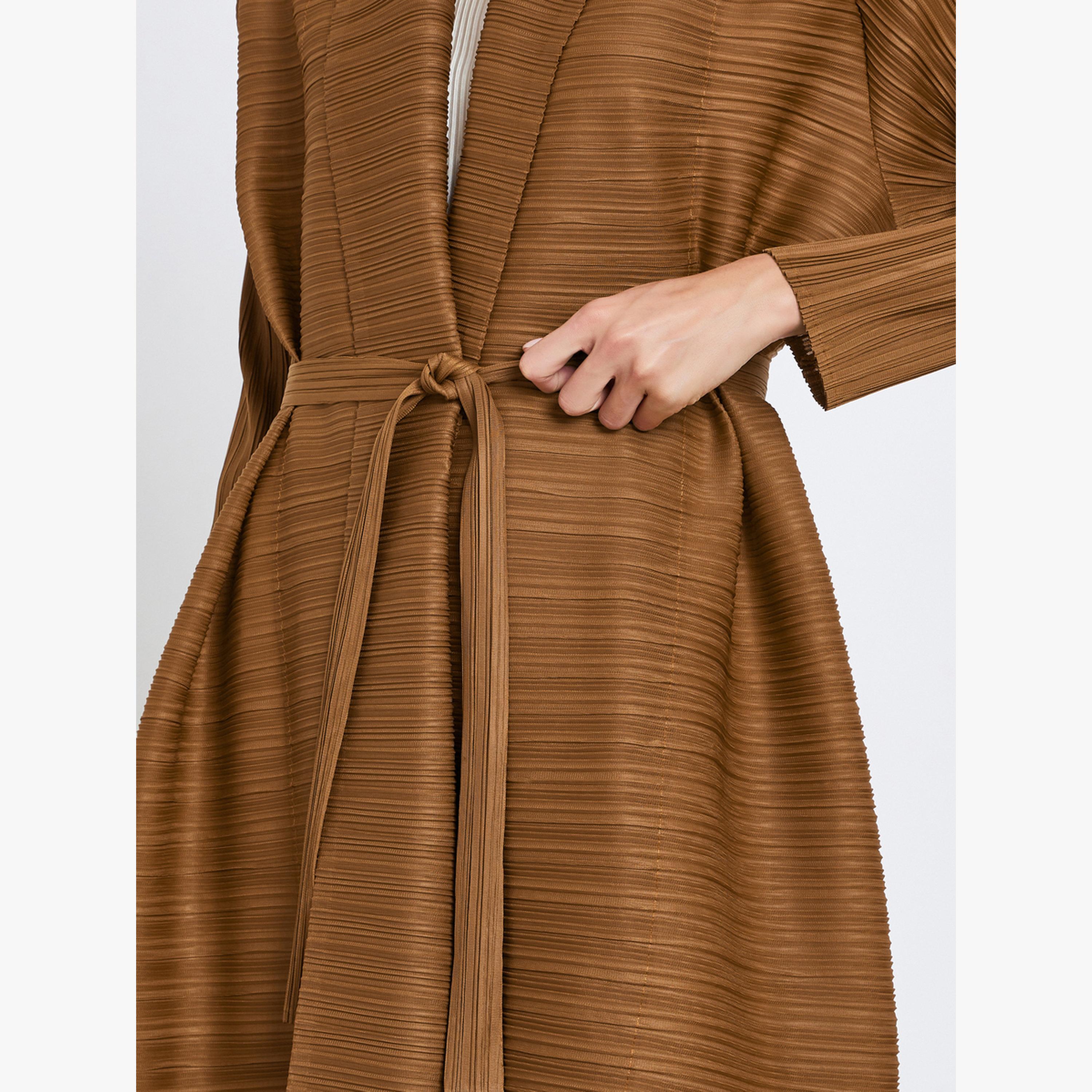 Take Two Solid Textured Pleated Belted Long Sleeve Abaya-women-arabicclothing-abayas-image-4