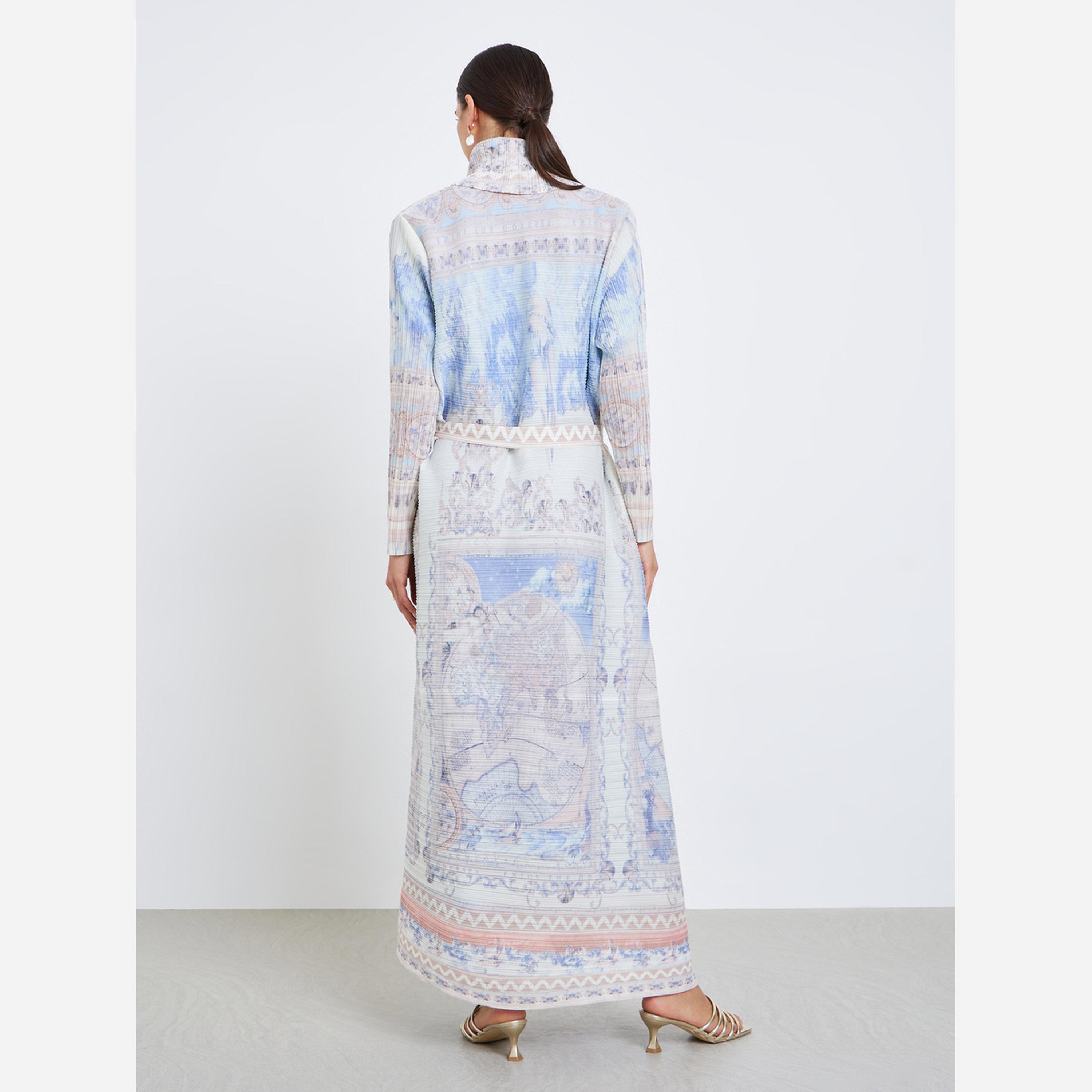 Take Two All-Over Printed Textured Pleated Long Sleeve Abaya-women-arabicclothing-abayas-image-4