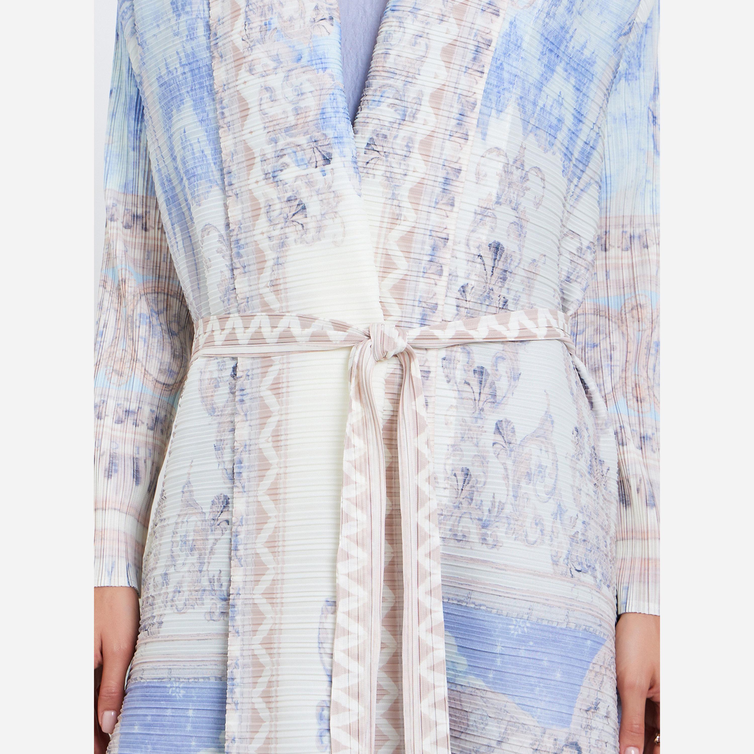 Take Two All-Over Printed Textured Pleated Long Sleeve Abaya-women-arabicclothing-abayas-image-5