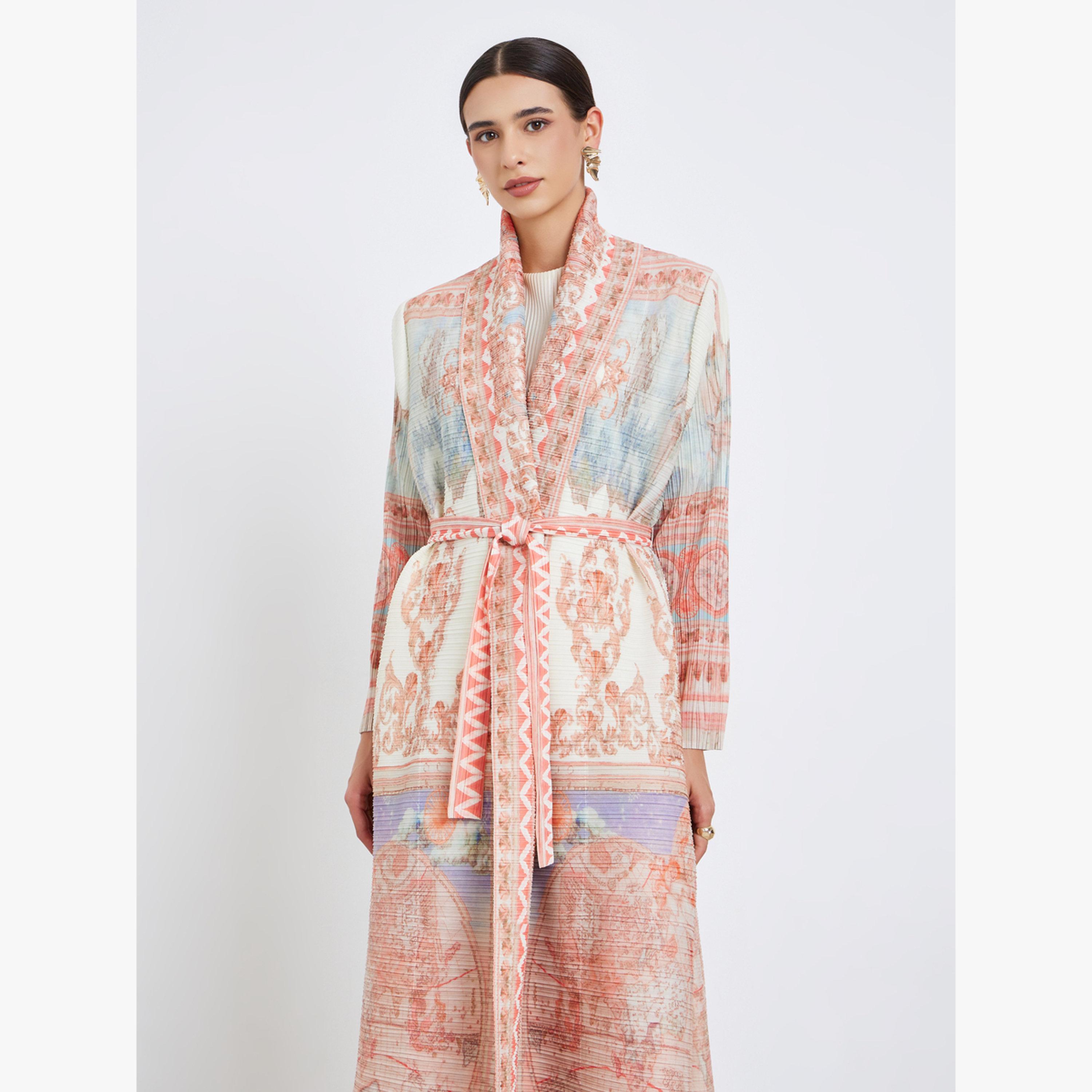 عباية محبوكة بكسرات بطبعة كاملة وأكمام طويلة-women-arabicclothing-abayas-image-3