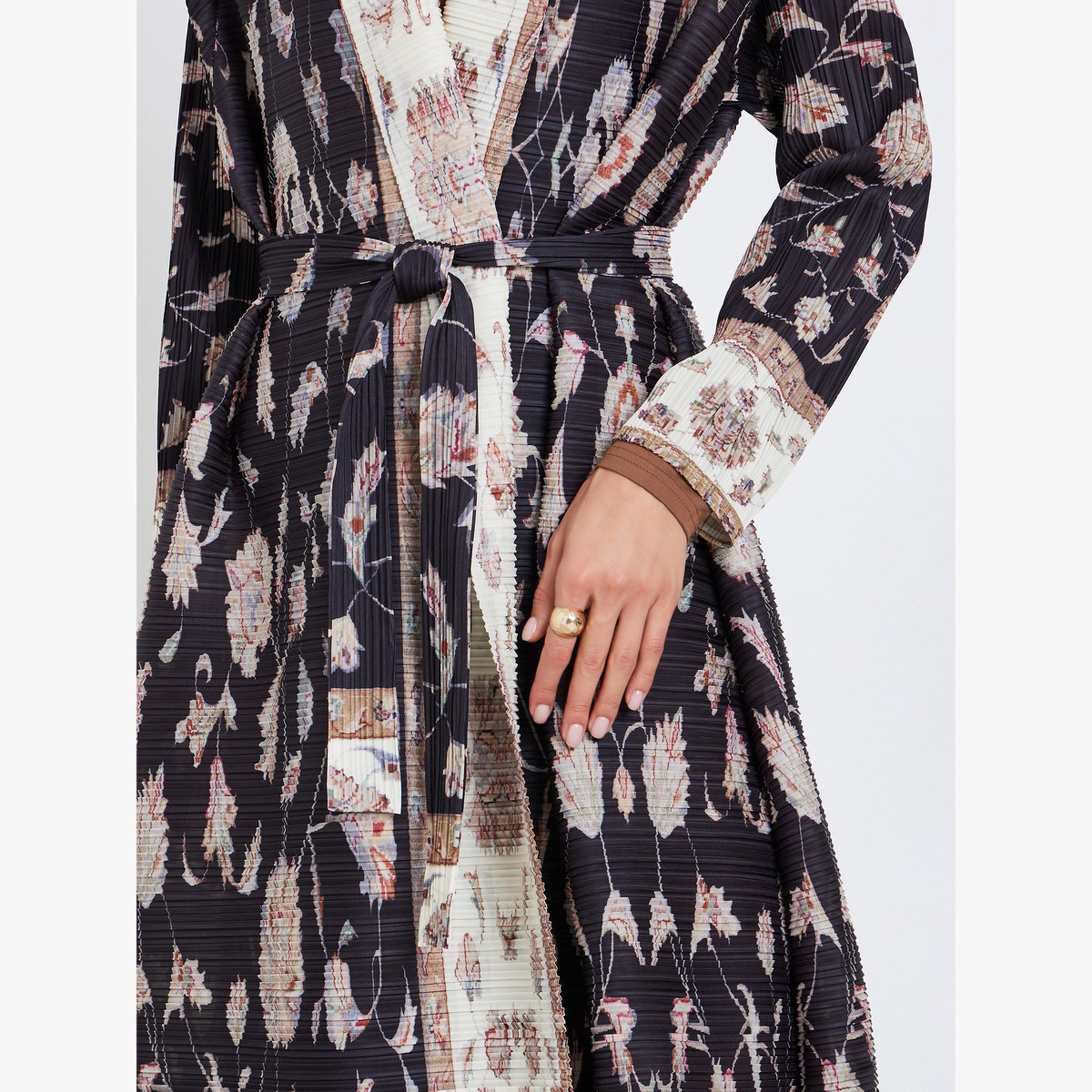 Take Two All-Over Printed Textured Pleated Long Sleeve Abaya-women-arabicclothing-abayas-image-4