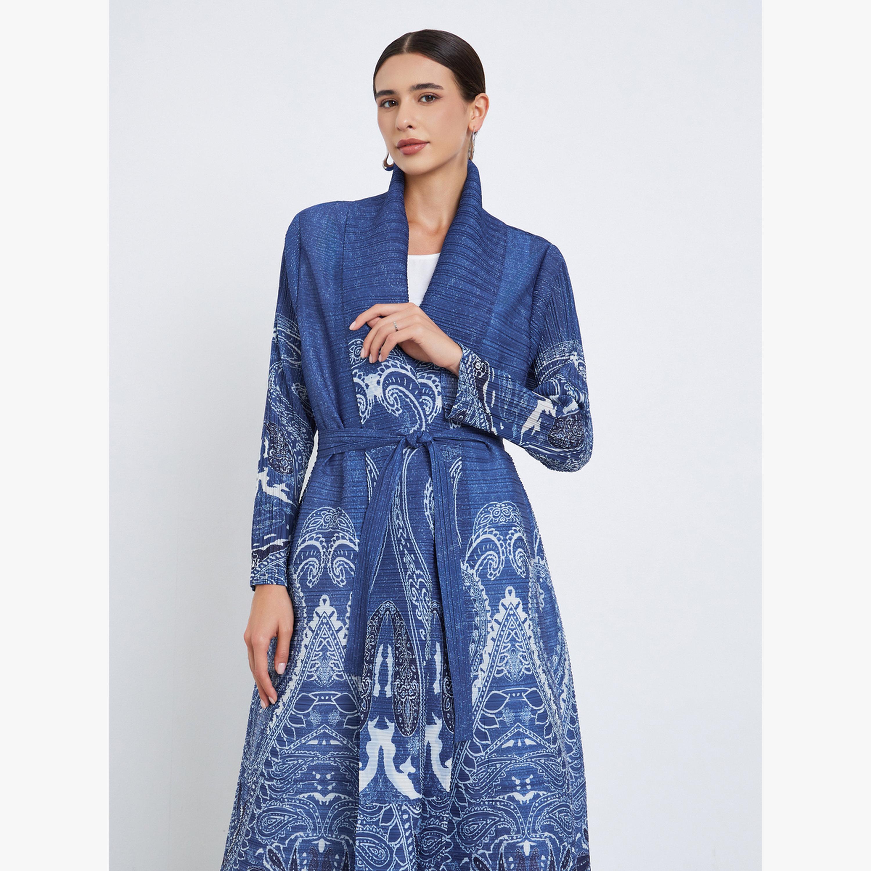 عباية محبوكة بكسرات بطبعة كاملة وأكمام طويلة-women-arabicclothing-abayas-image-3