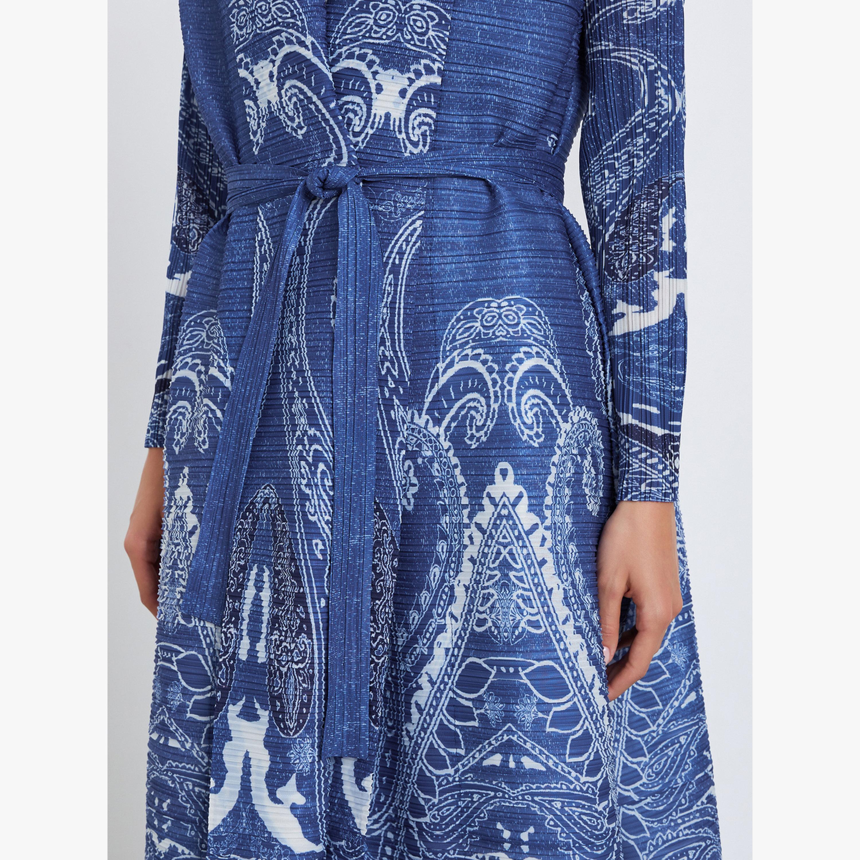 Take Two All-Over Printed Textured Pleated Long Sleeve Abaya-women-arabicclothing-abayas-image-4