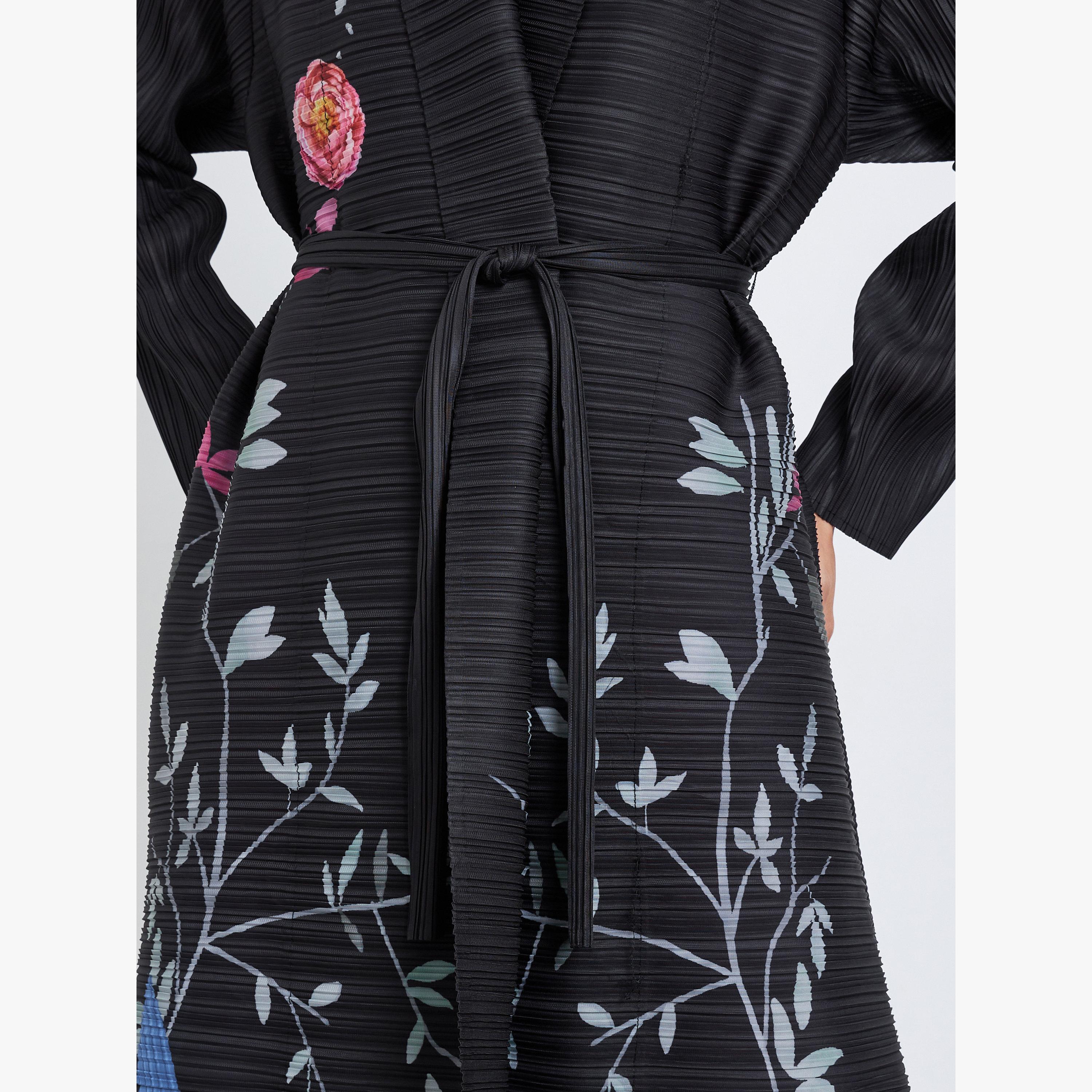 عباية محبوكة بكسرات بطبعة زهور وأكمام طويلة-women-arabicclothing-abayas-image-4