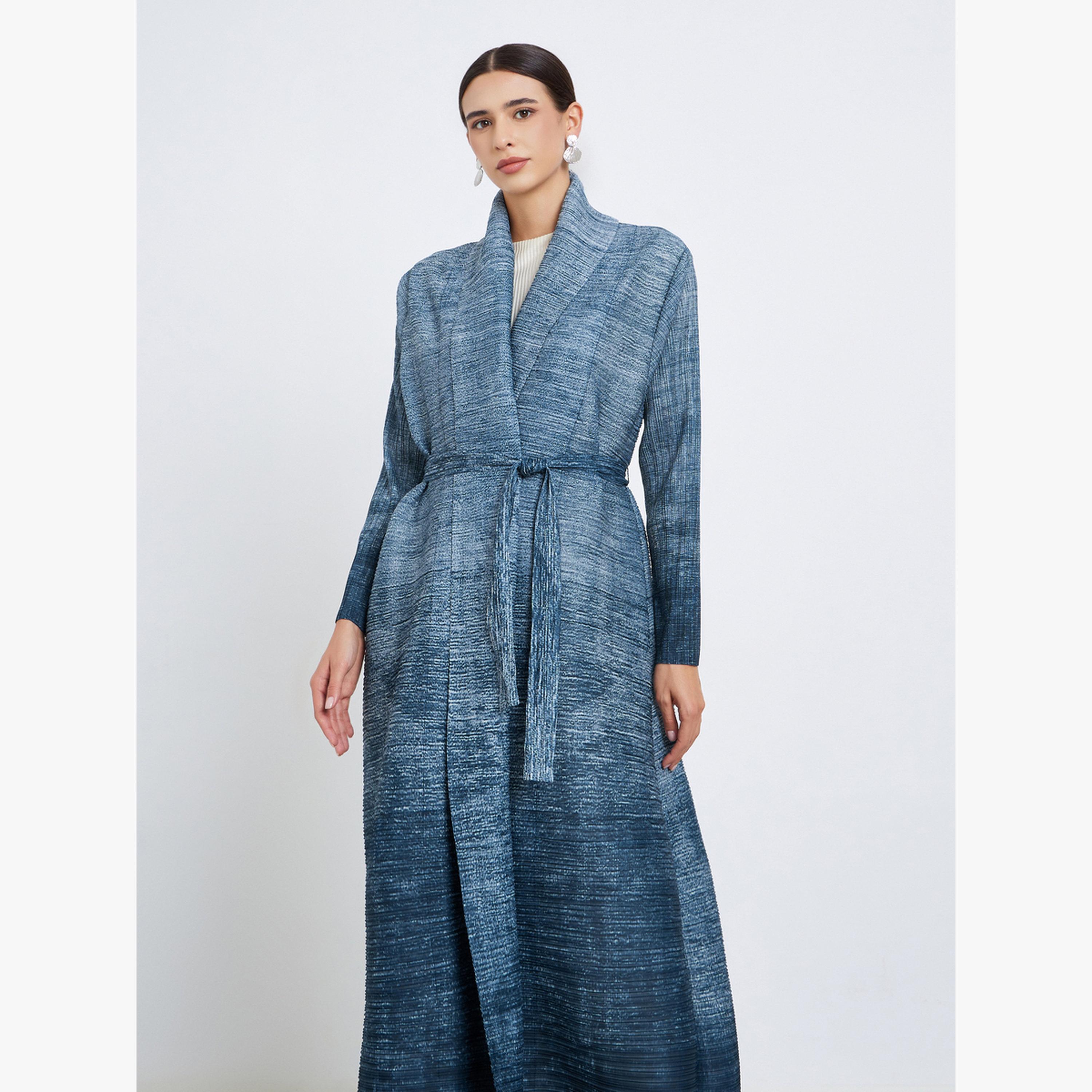 Take Two Ombre Textured Pleated Long Sleeve Abaya-women-arabicclothing-abayas-image-3