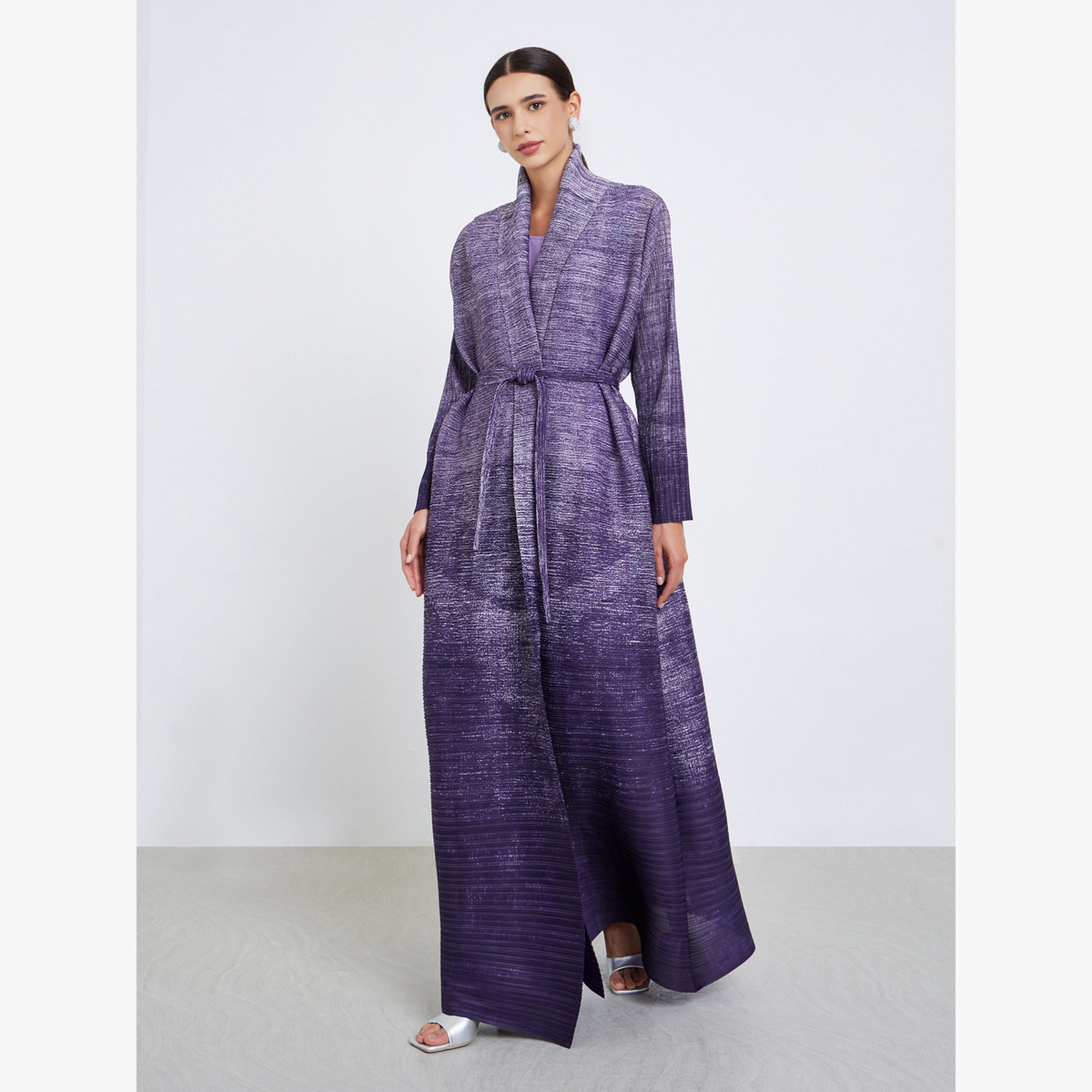 Take Two Ombre Textured Pleated Long Sleeve Abaya-women-arabicclothing-abayas-image-2