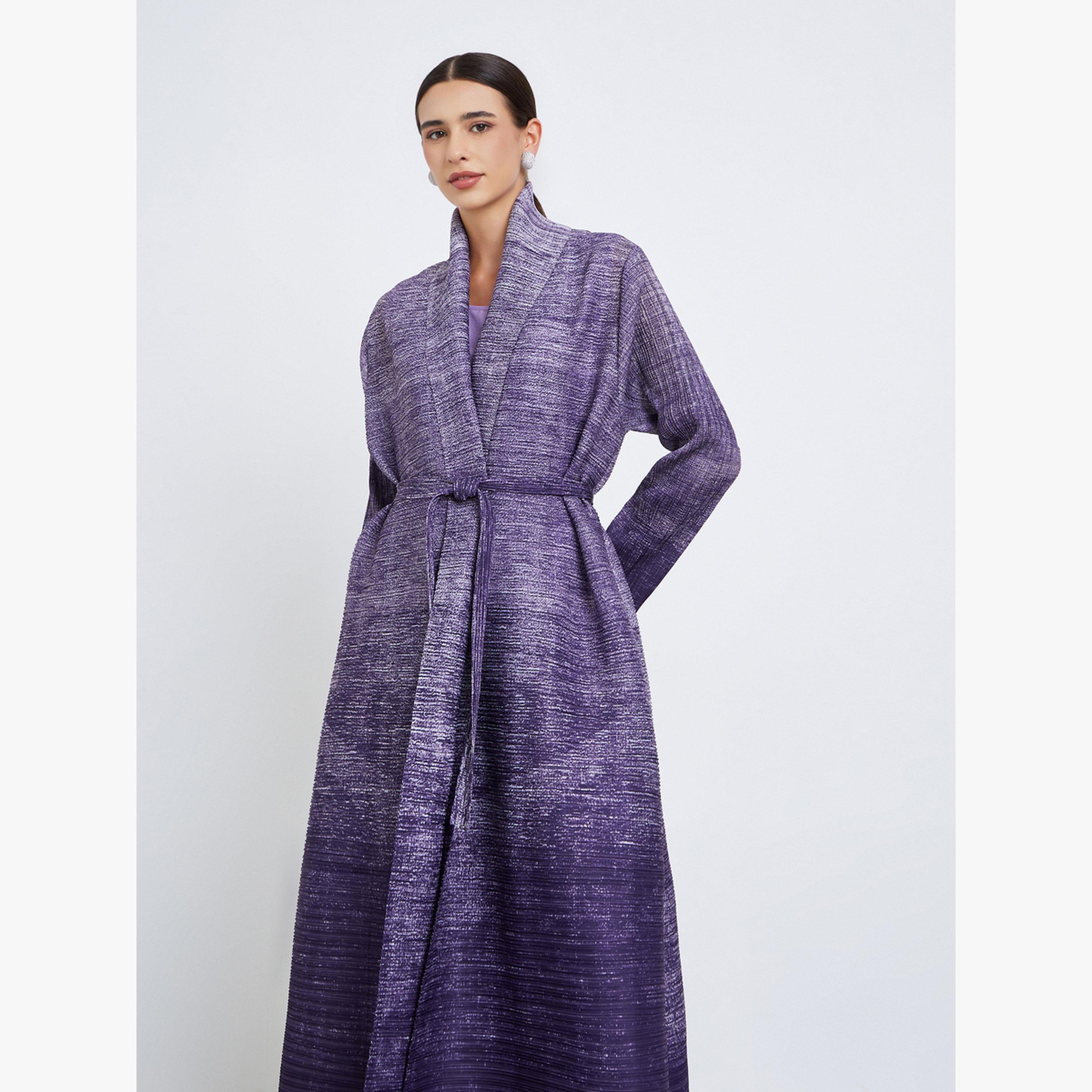 Take Two Ombre Textured Pleated Long Sleeve Abaya-women-arabicclothing-abayas-image-3