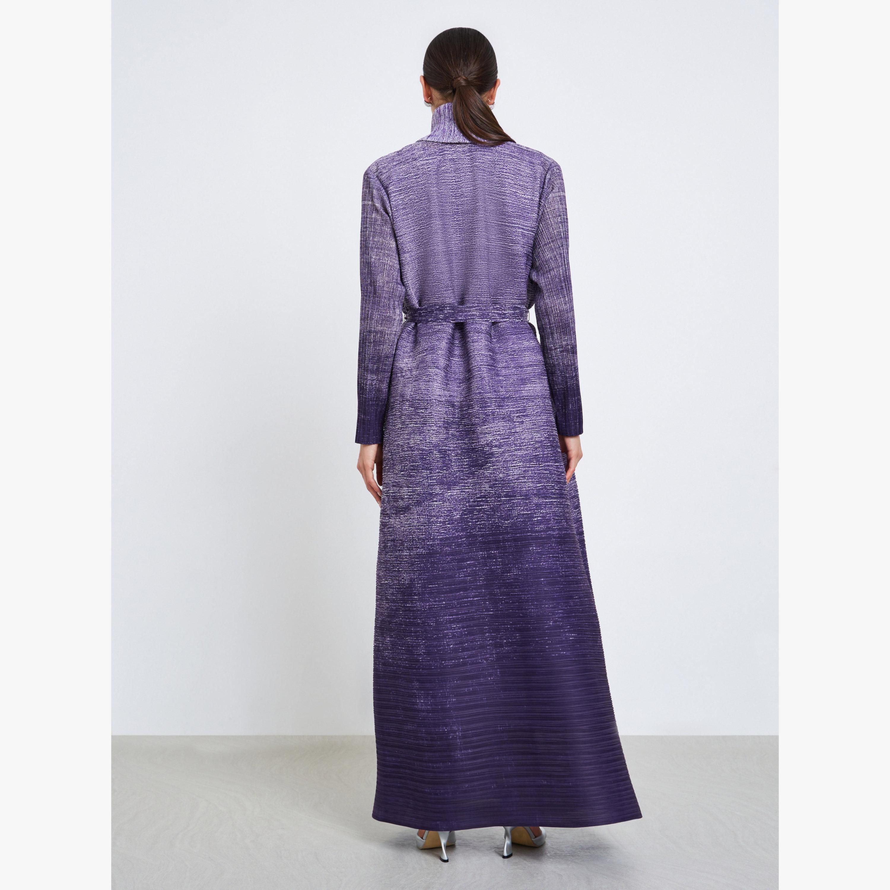 عباية محبوكة بكسرات بتدرج لوني وأكمام طويلة-women-arabicclothing-abayas-image-5