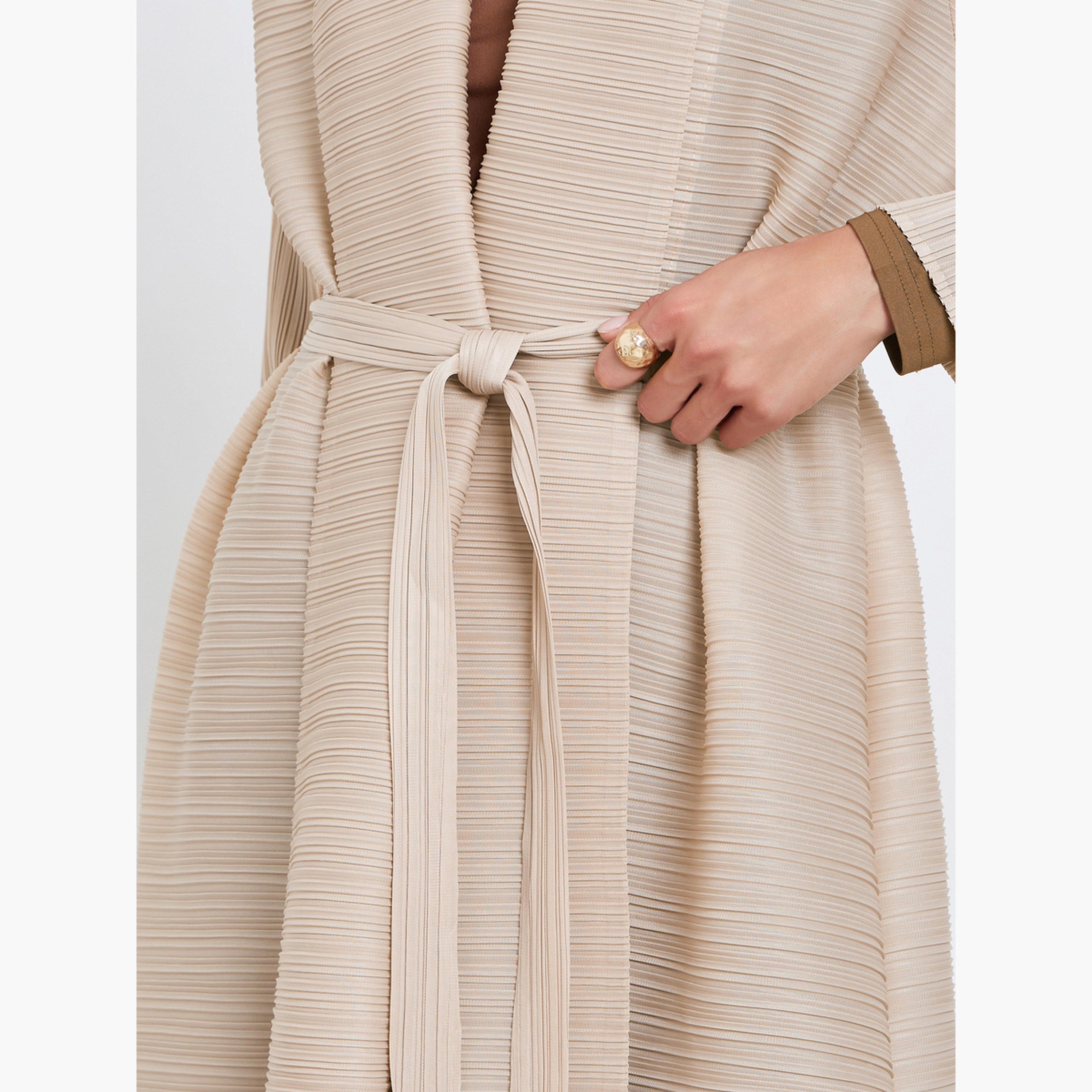 Take Two Solid Textured Pleated Long Sleeve Abaya-women-arabicclothing-abayas-image-5