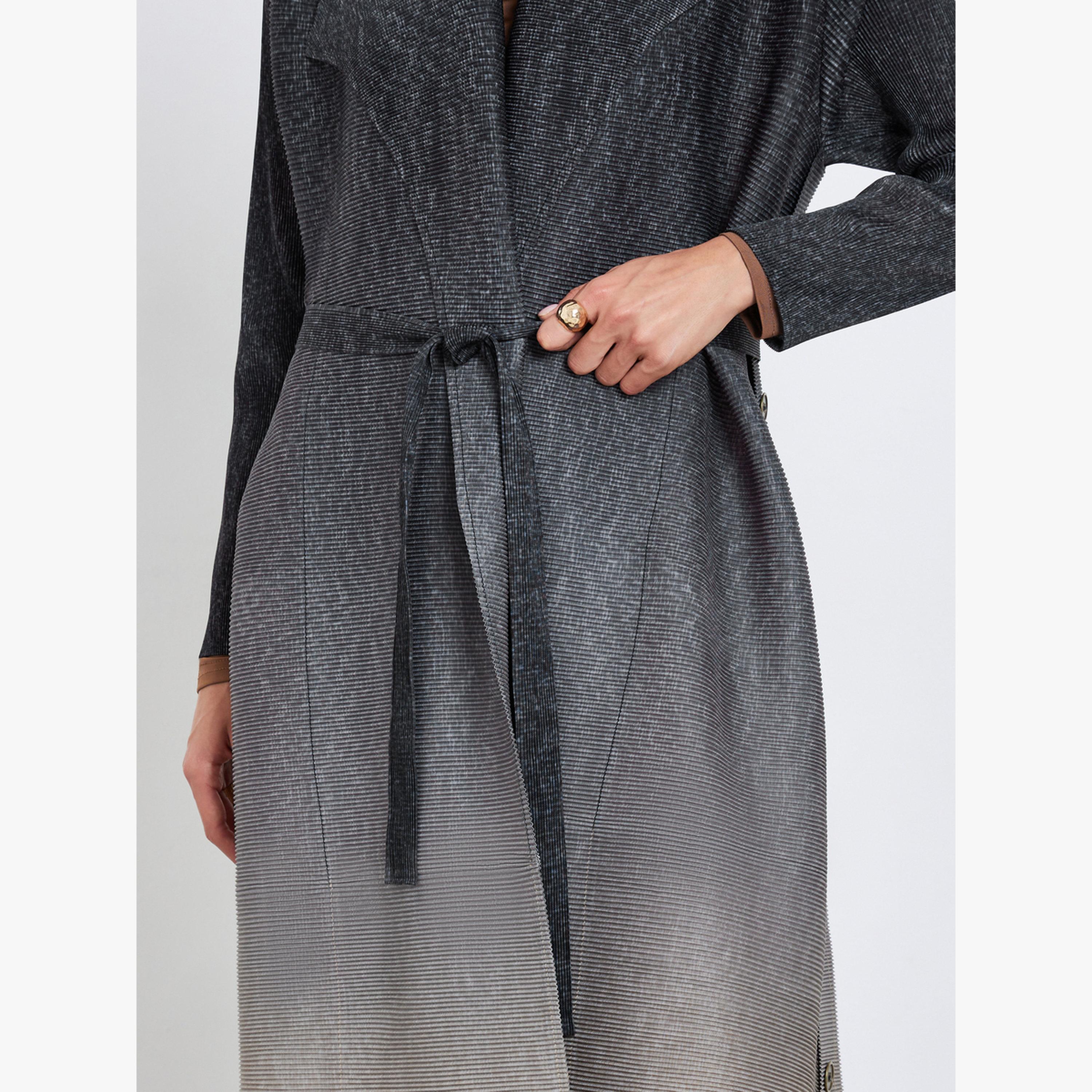 Take Two Ombre Textured Pleated Button Side Detail Long Sleeve Abaya-women-arabicclothing-abayas-image-4