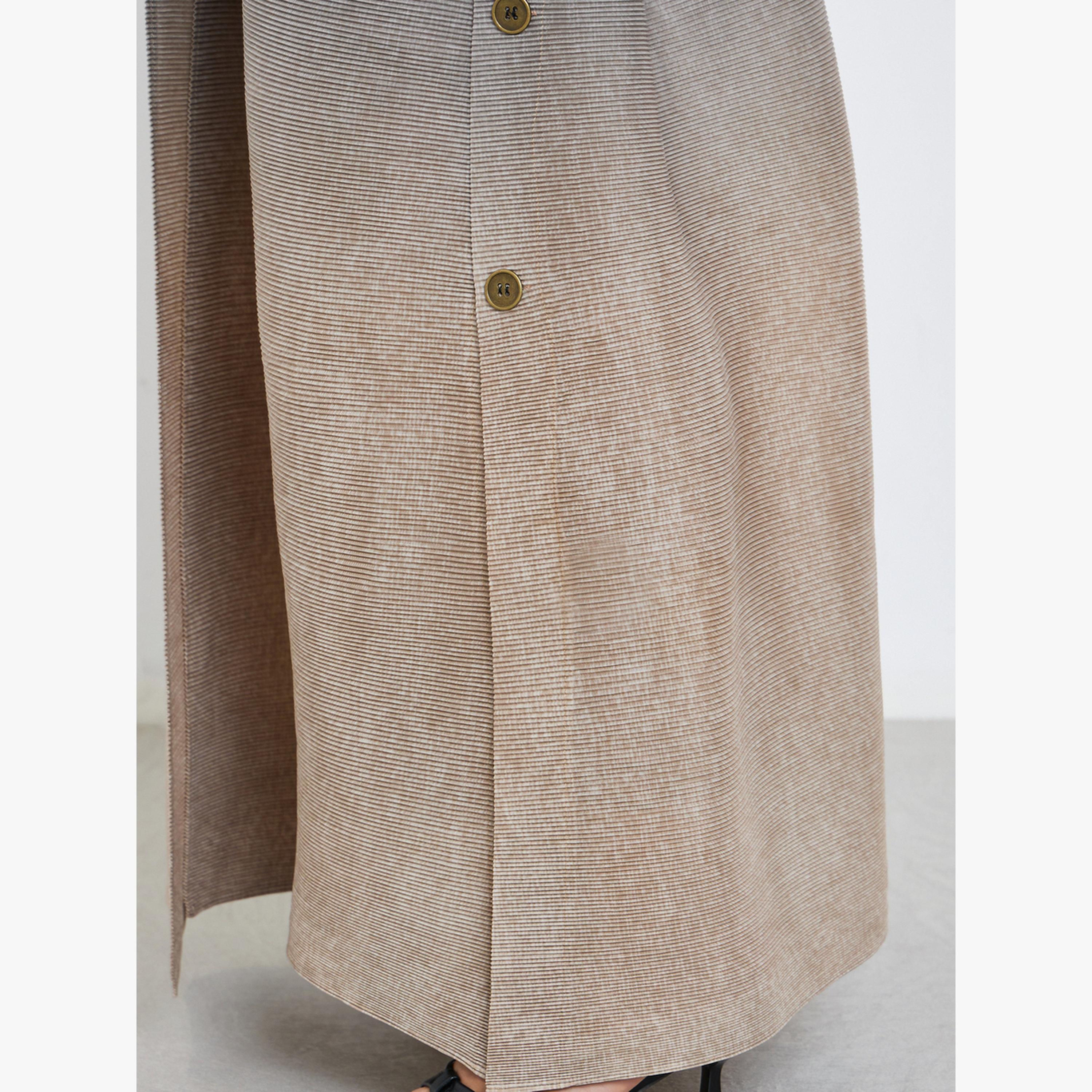 Take Two Ombre Textured Pleated Button Side Detail Long Sleeve Abaya-women-arabicclothing-abayas-image-5