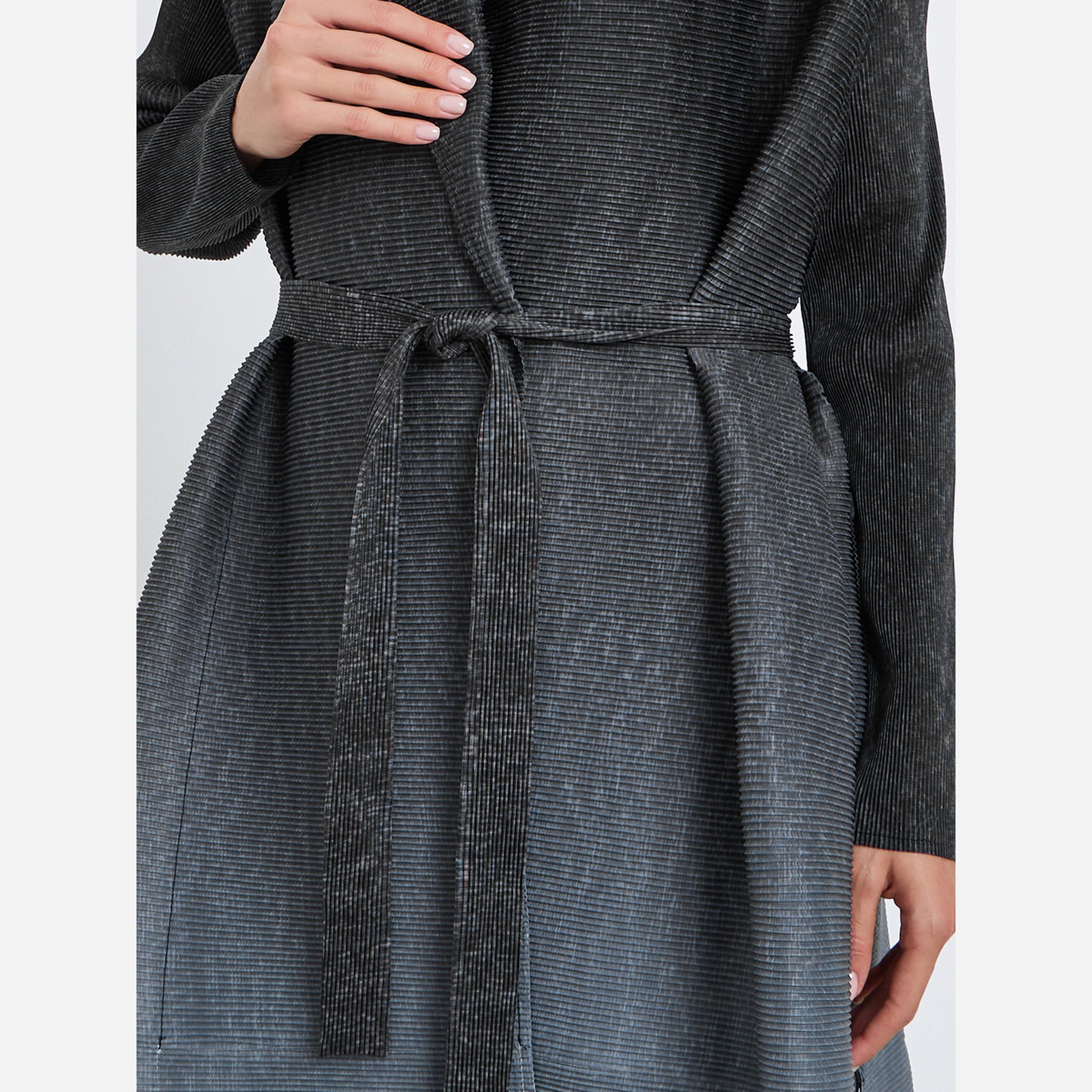 Take Two Ombre Textured Pleated Button Side Detail Long Sleeve Abaya-women-arabicclothing-abayas-image-6
