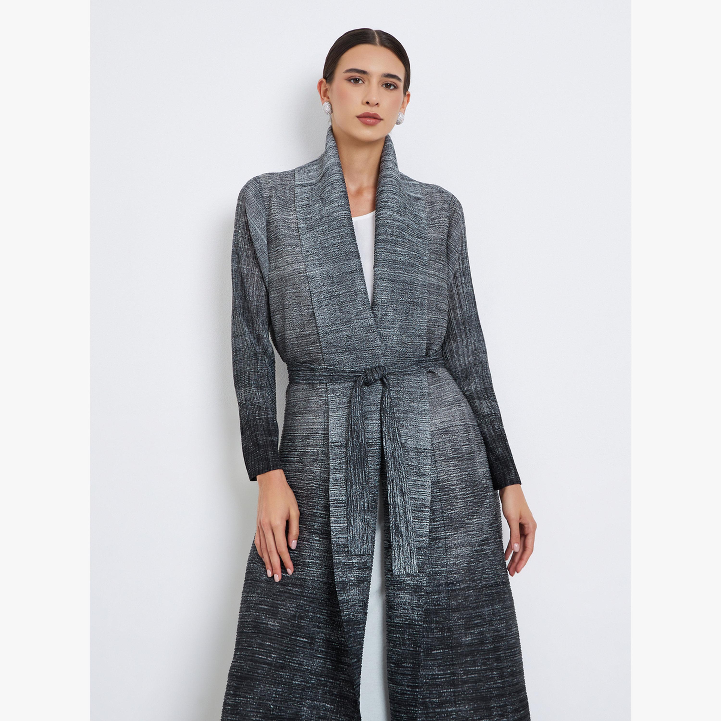 Take Two Ombre Textured Pleated Long Sleeve Abaya-women-arabicclothing-abayas-image-3