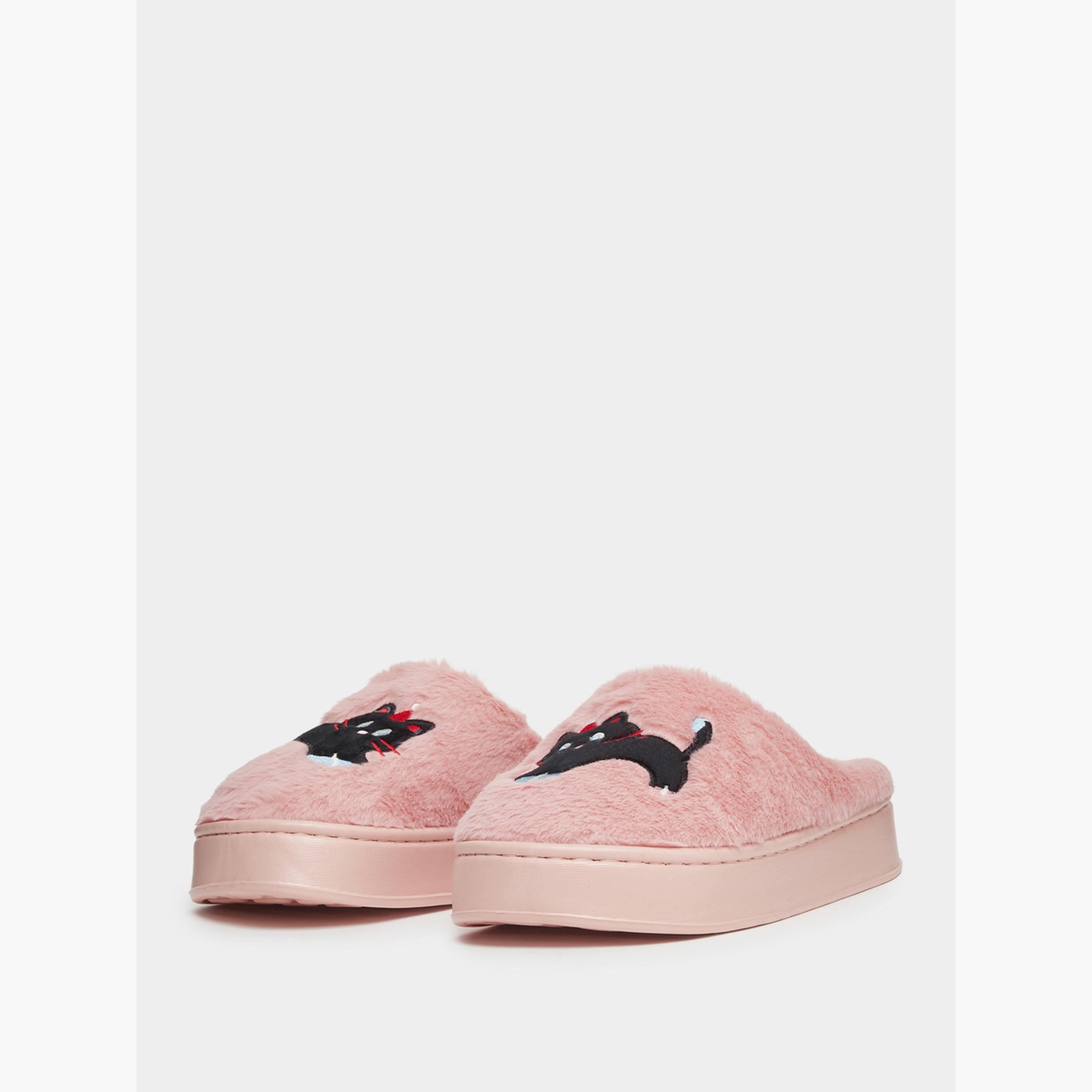 تيك تو - شبشب غرفة نوم قطط مطرزة طبقة محشوة ناعمة صلبة-women-shoes-bedroomslippers-image-1