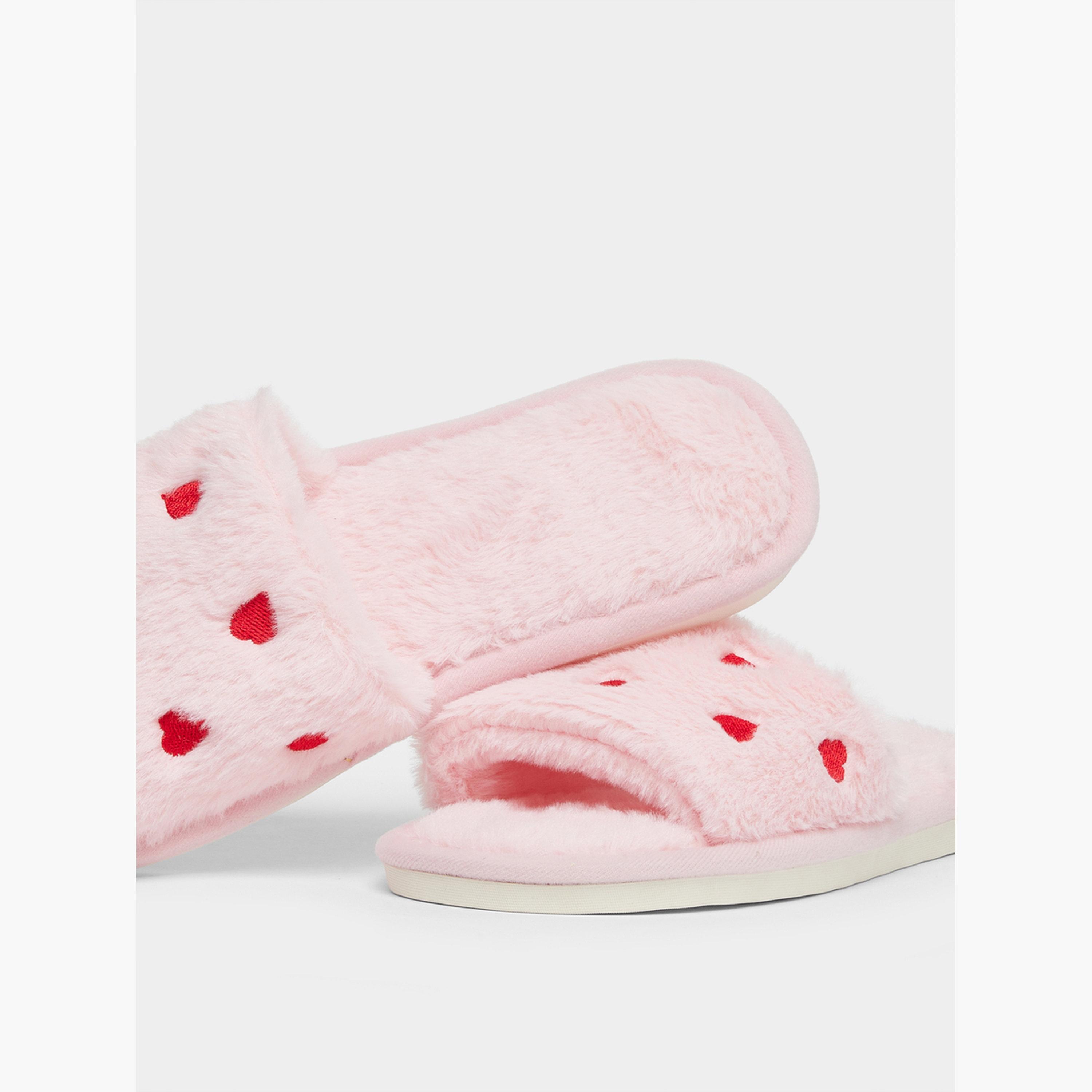 تيك تو - شبشب مطرز على شكل قلب طبقة محشوة ناعمة صلبة-women-shoes-bedroomslippers-image-3