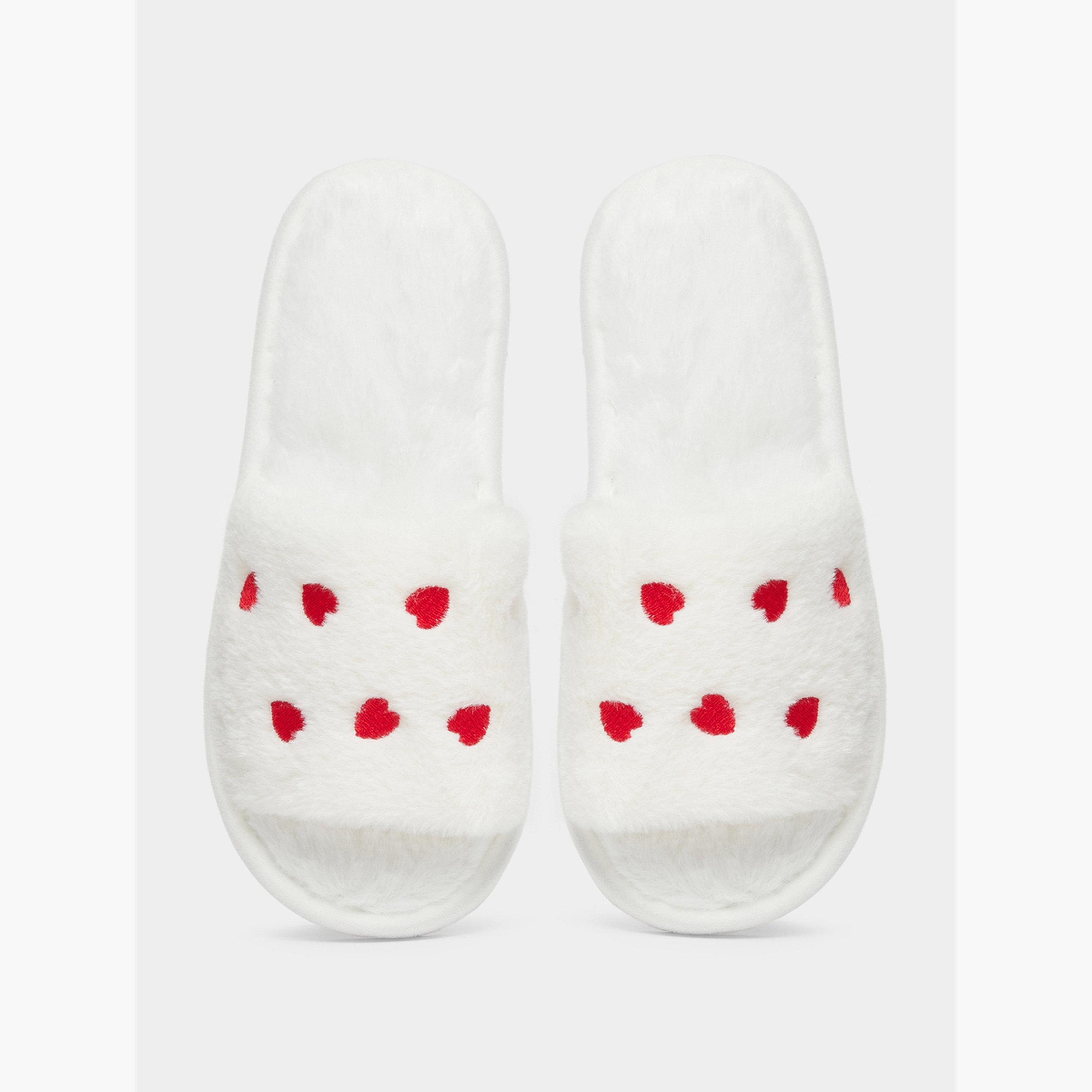 تيك تو - شبشب مطرز على شكل قلب طبقة محشوة ناعمة صلبة-women-shoes-bedroomslippers-image-5