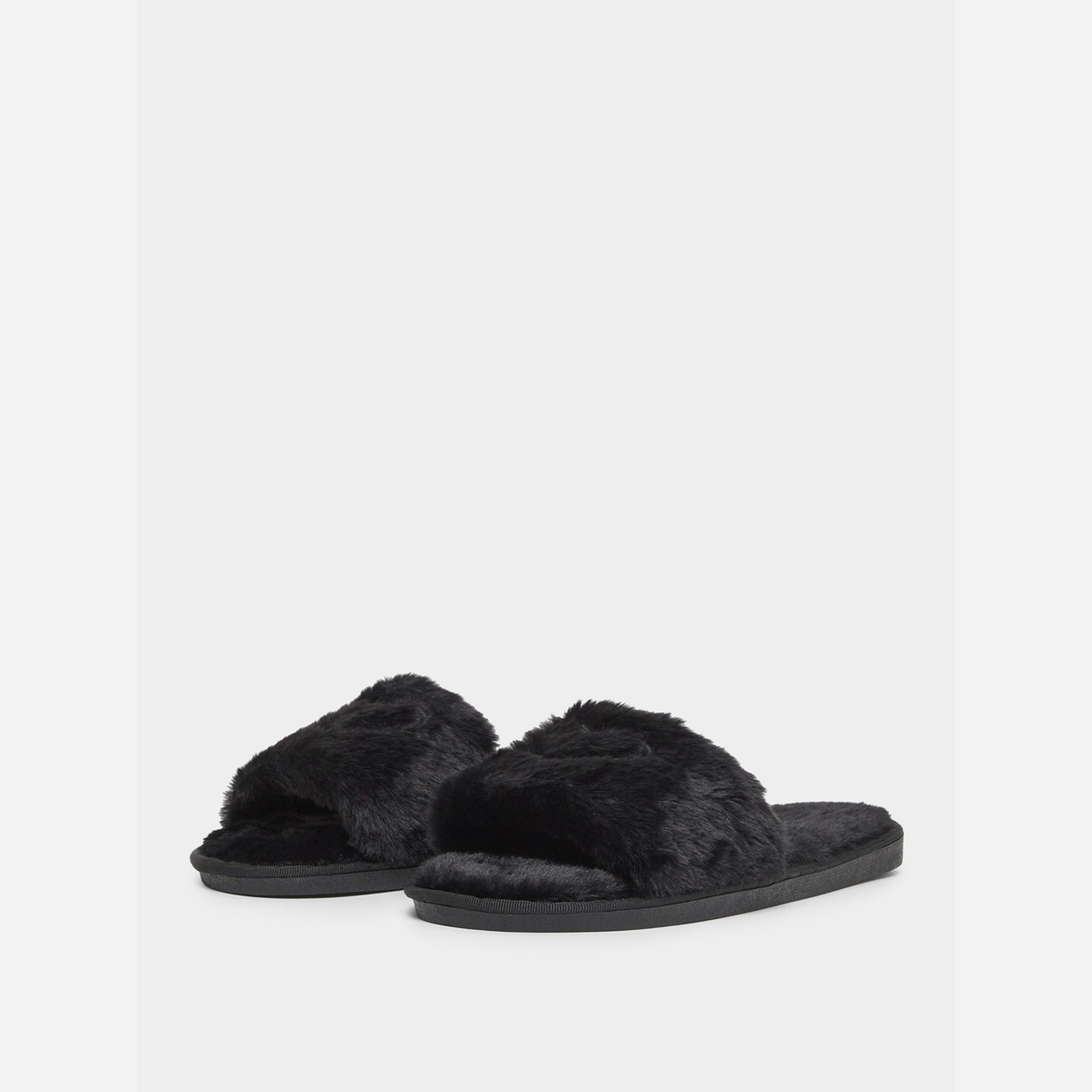 Take Two Solid Plush Heart Detail Slippers-women-shoes-bedroomslippers-image-1