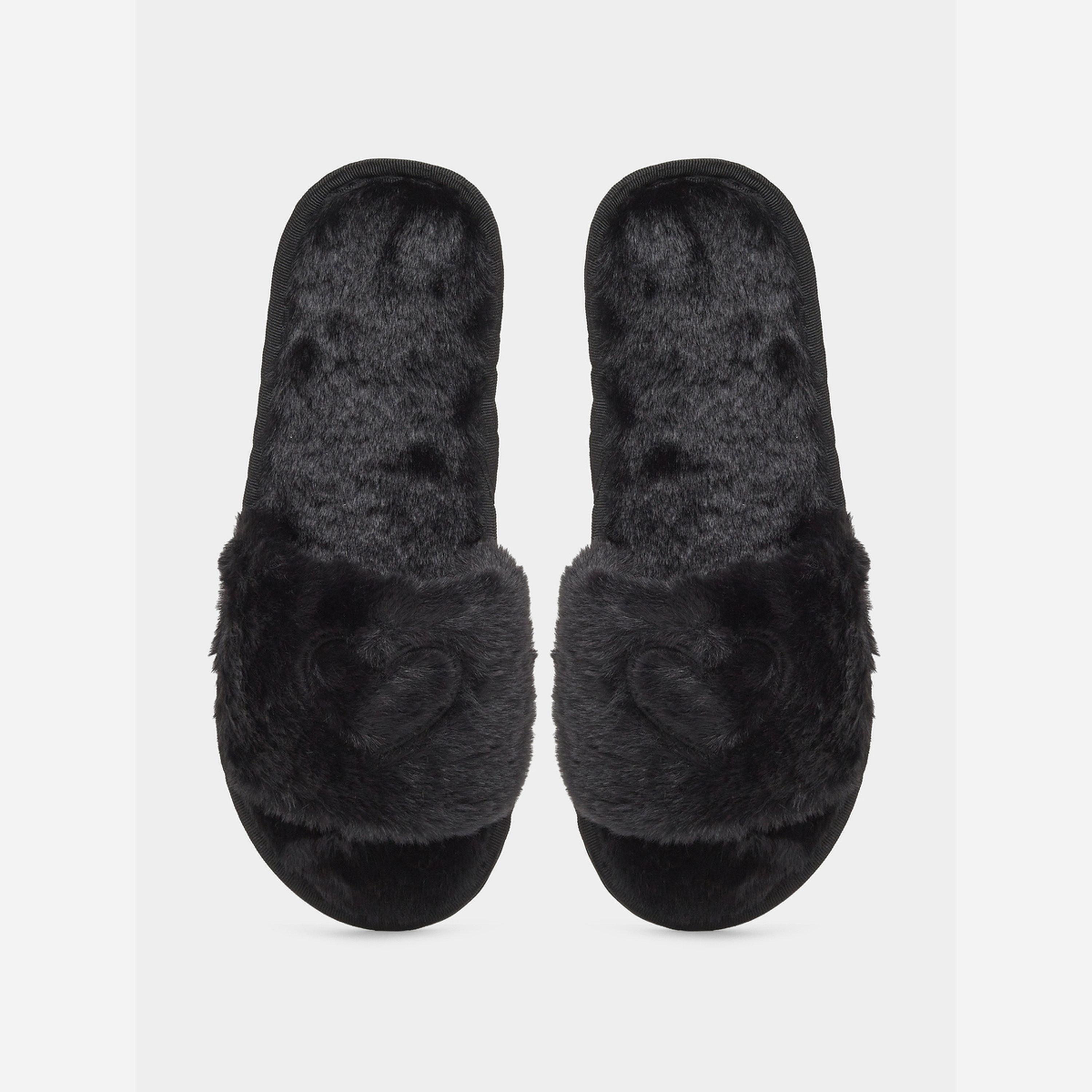 Take Two Solid Plush Heart Detail Slippers-women-shoes-bedroomslippers-image-3